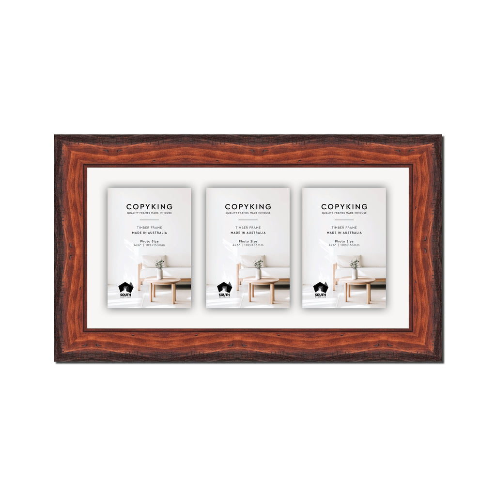 Pioneer Mahogany 42mm Wood Collage Photo Frame - 8" x 16" - 3 Photos (4" x 6")