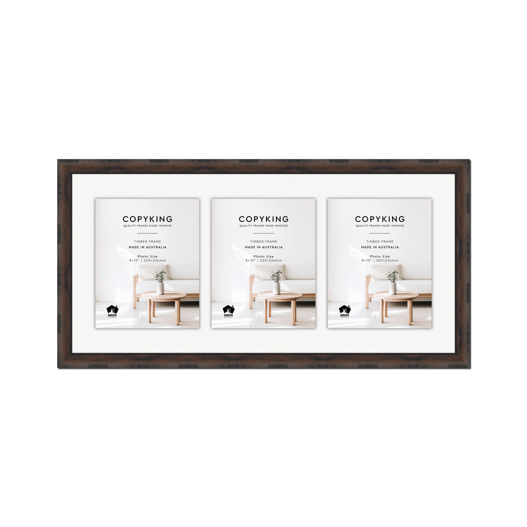Pioneer Mocha 30mm Wood Collage Photo Frame - 14" x 30" - 3 Photos (8" x 10")