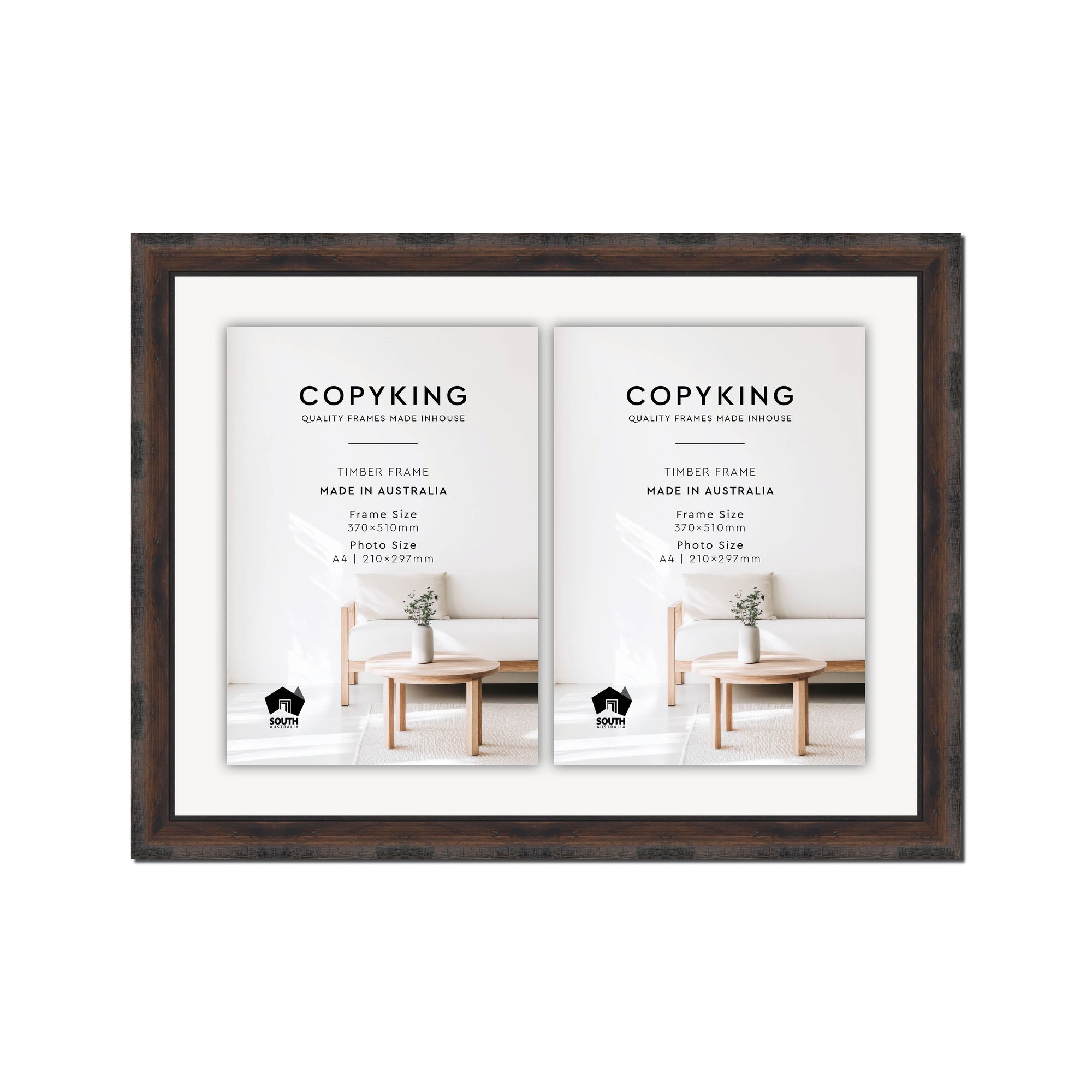 Pioneer Mocha 30mm Wood Certificate Frame - 370mm x 510mm - 2 Certificates (A4)
