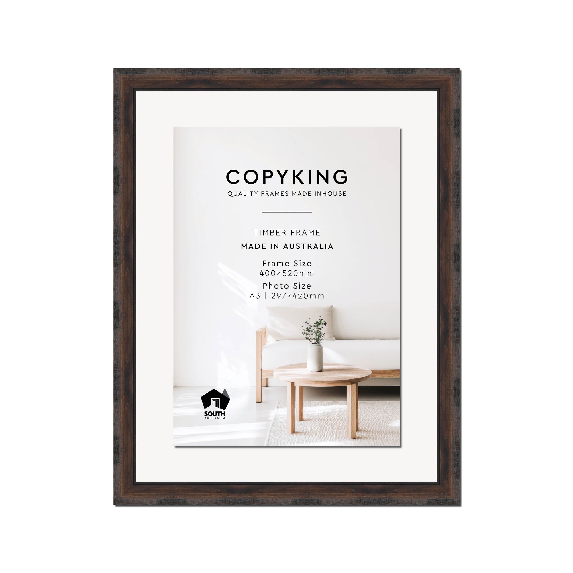 Pioneer Mocha 30mm Wood Certificate Frame - 400mm x 520mm - 1 Certificates (A3)