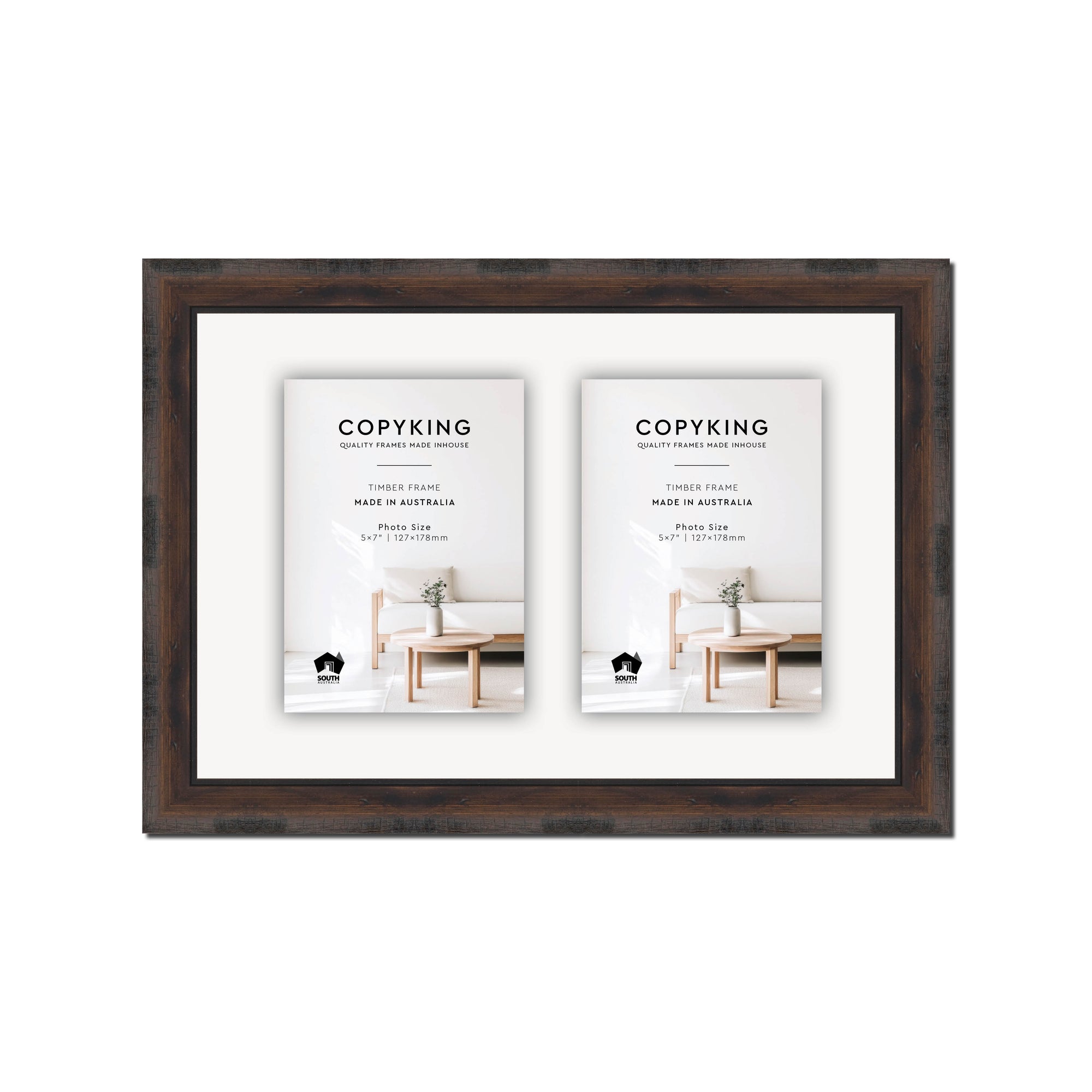 Pioneer Mocha 30mm Wood Collage Photo Frame - 10" x 15" - 2 Photos (5" x 7")