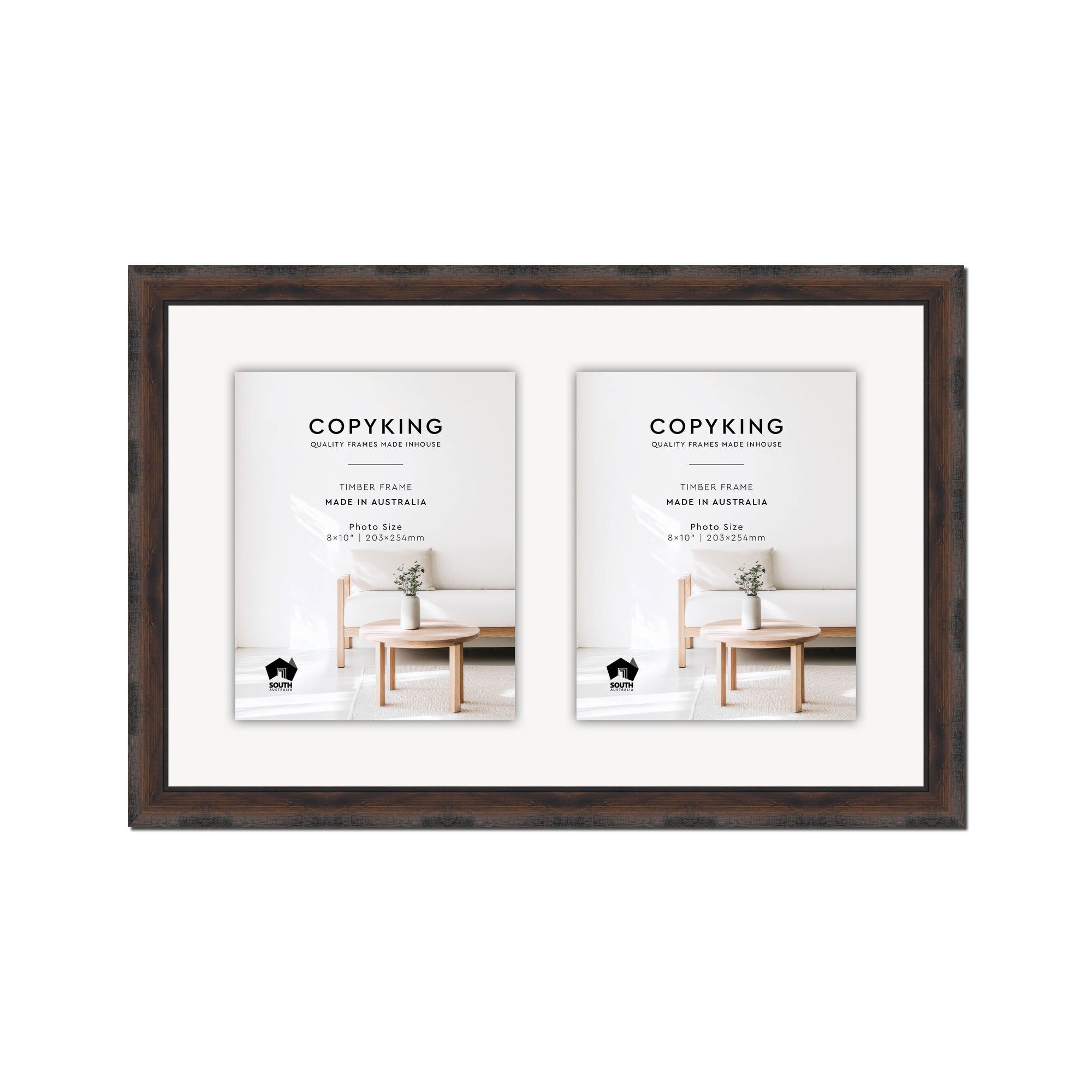 Pioneer Mocha 30mm Wood Collage Photo Frame - 14" x 22" - 2 Photos (8" x 10")