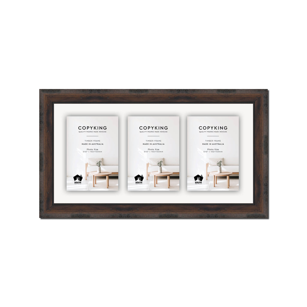 Pioneer Mocha 30mm Wood Collage Photo Frame - 8" x 16" - 3 Photos (4" x 6")