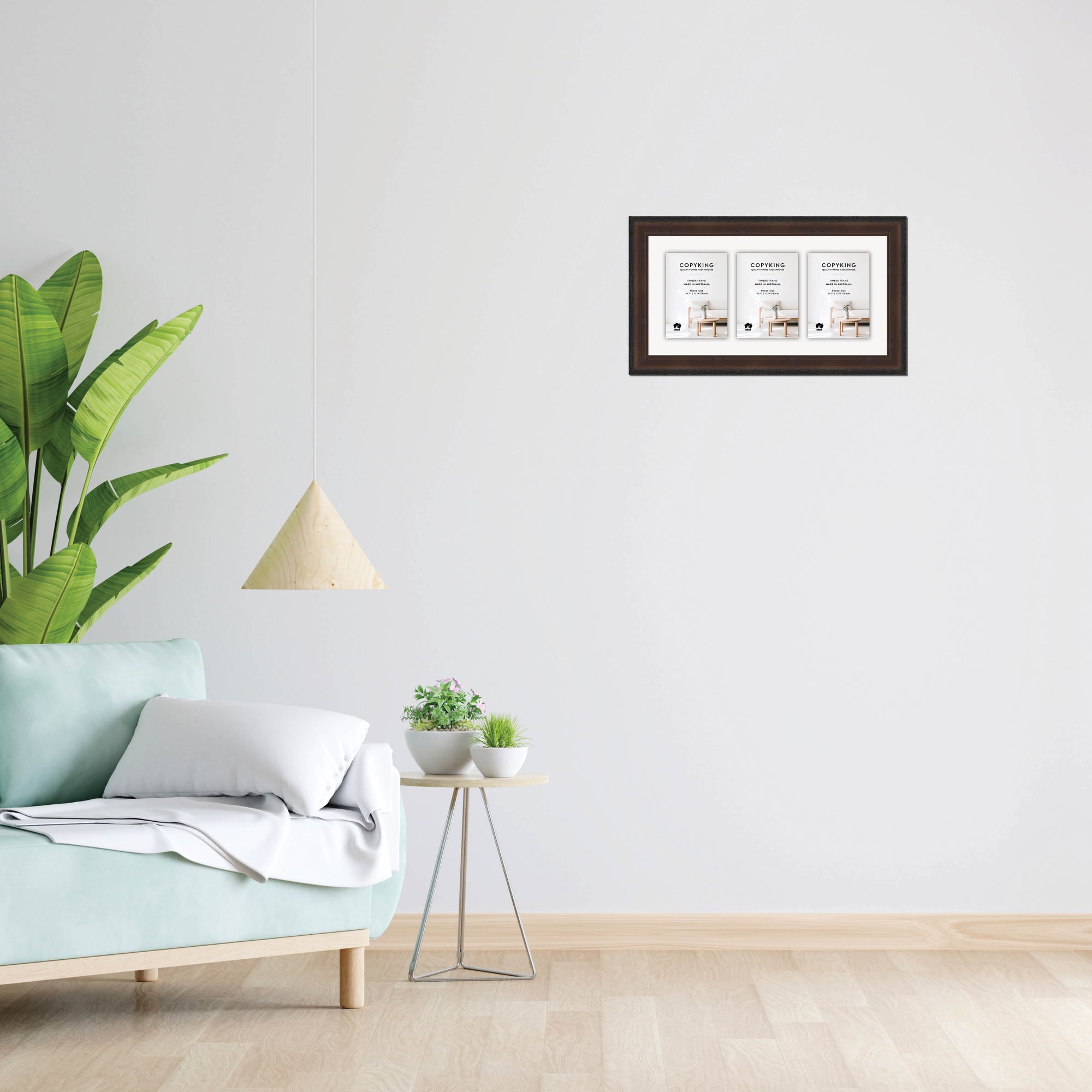 Pioneer Mocha 42mm Wood Collage Photo Frame - 10" x 20" - 3 Photos (5" x 7")