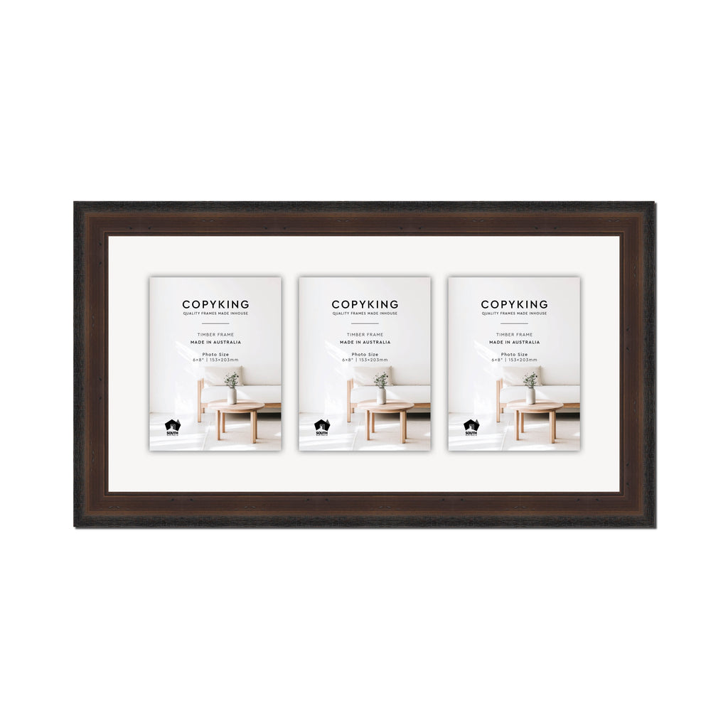 Pioneer Mocha 42mm Wood Collage Photo Frame - 12" x 24" - 3 Photos (6" x 8")