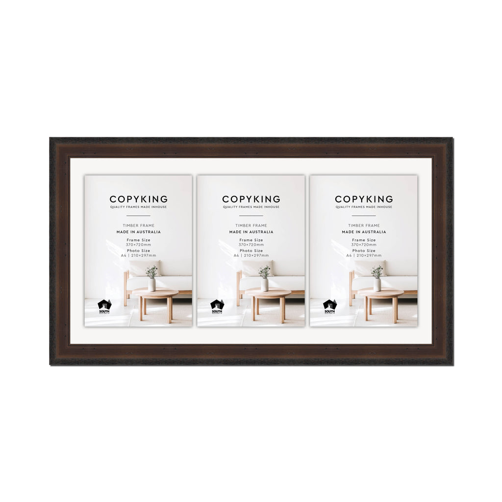 Pioneer Mocha 42mm Wood Certificate Frame - 370mm x 720mm - 3 Certificates (A4)