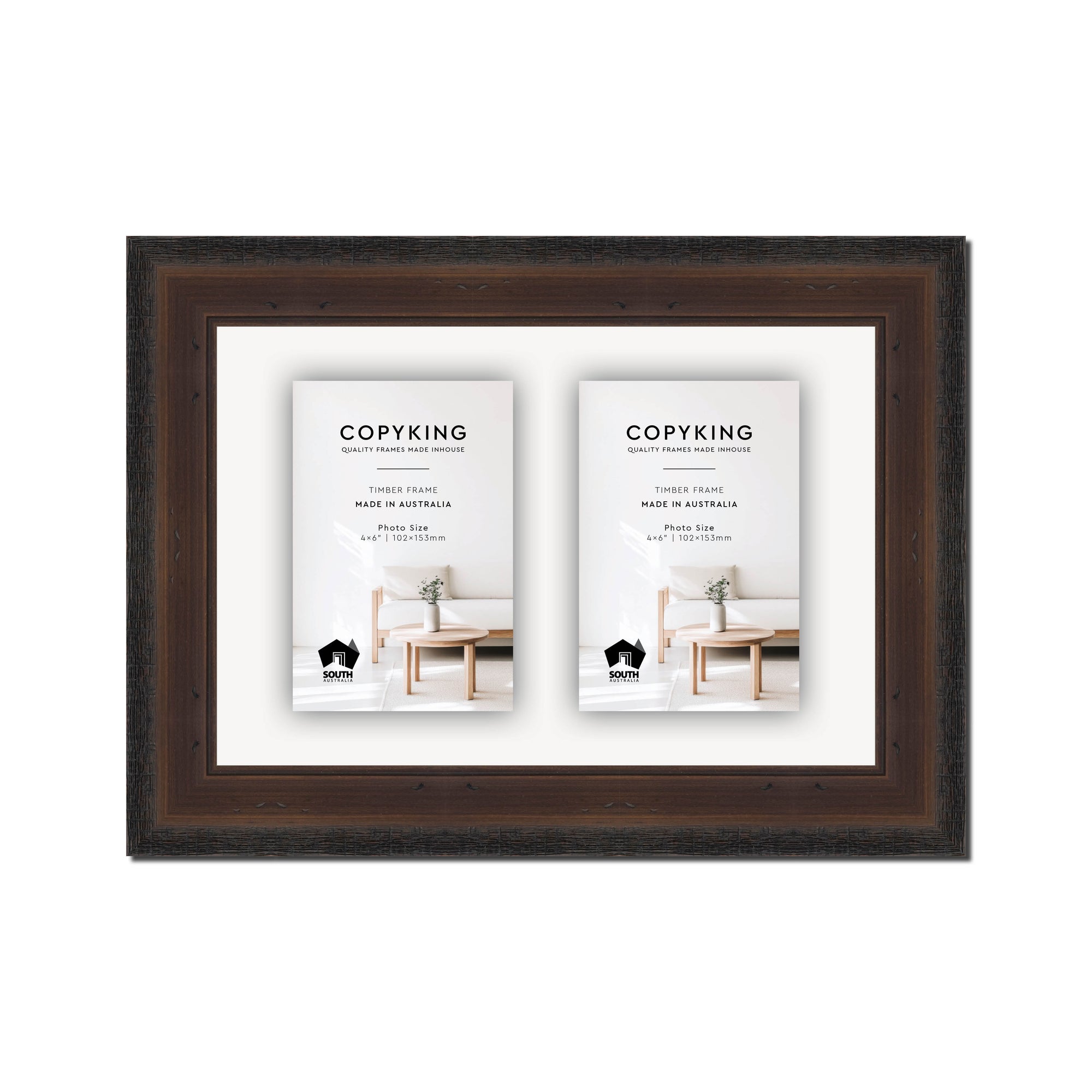 Pioneer Mocha 42mm Wood Collage Photo Frame - 8" x 12" - 2 Photos (4" x 6")