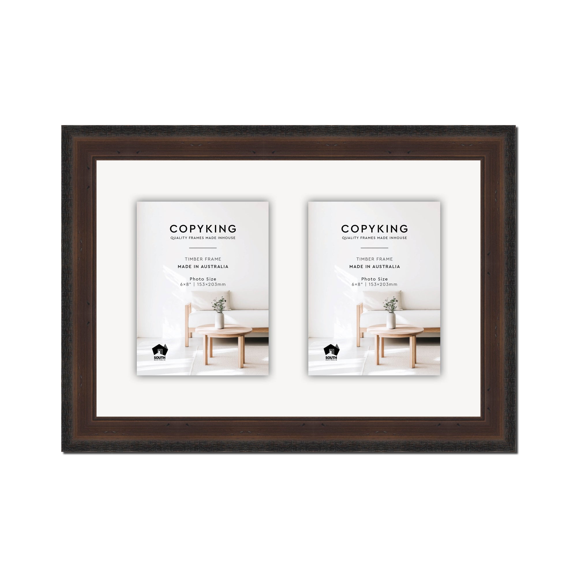 Pioneer Mocha 42mm Wood Collage Photo Frame - 12" x 18" - 2 Photos (6" x 8")