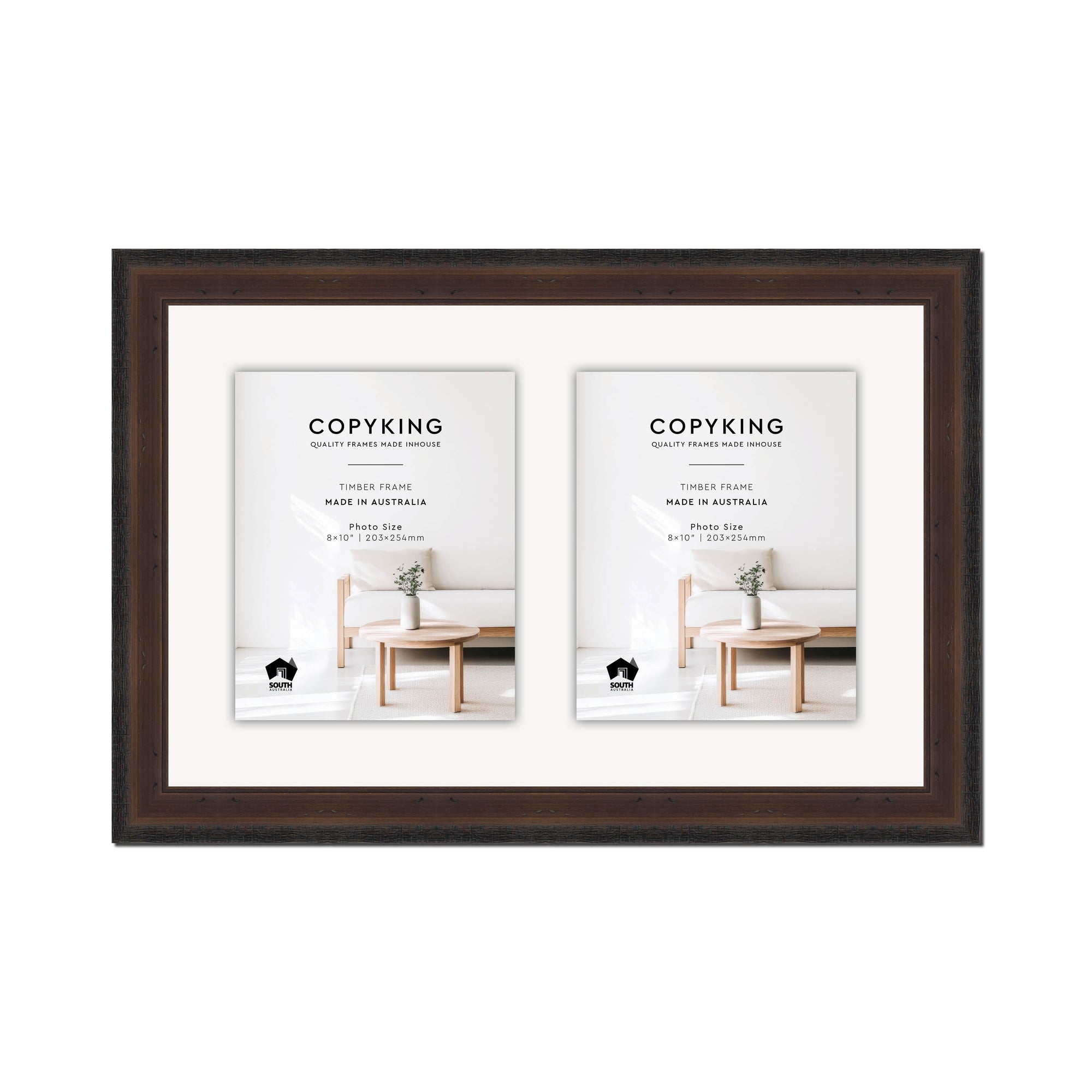 Pioneer Mocha 42mm Wood Collage Photo Frame - 14" x 22" - 2 Photos (8" x 10")