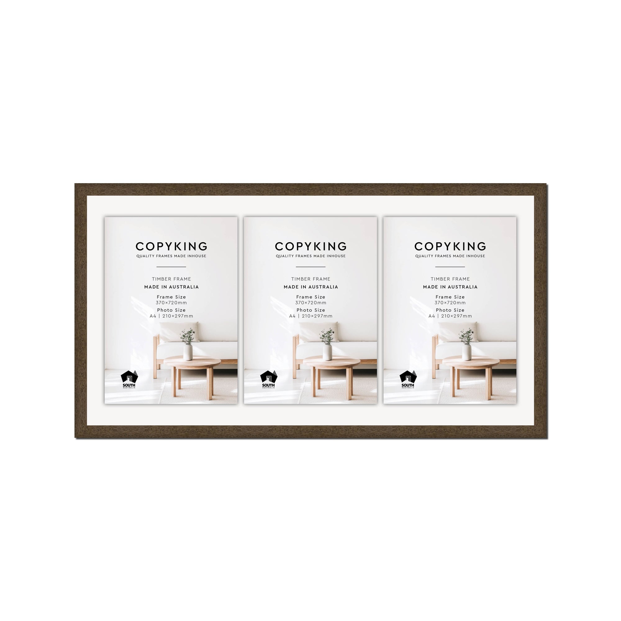 Prime Anthracite 20mm Wood Certificate Frame - 370mm x 720mm - 3 Certificates (A4)