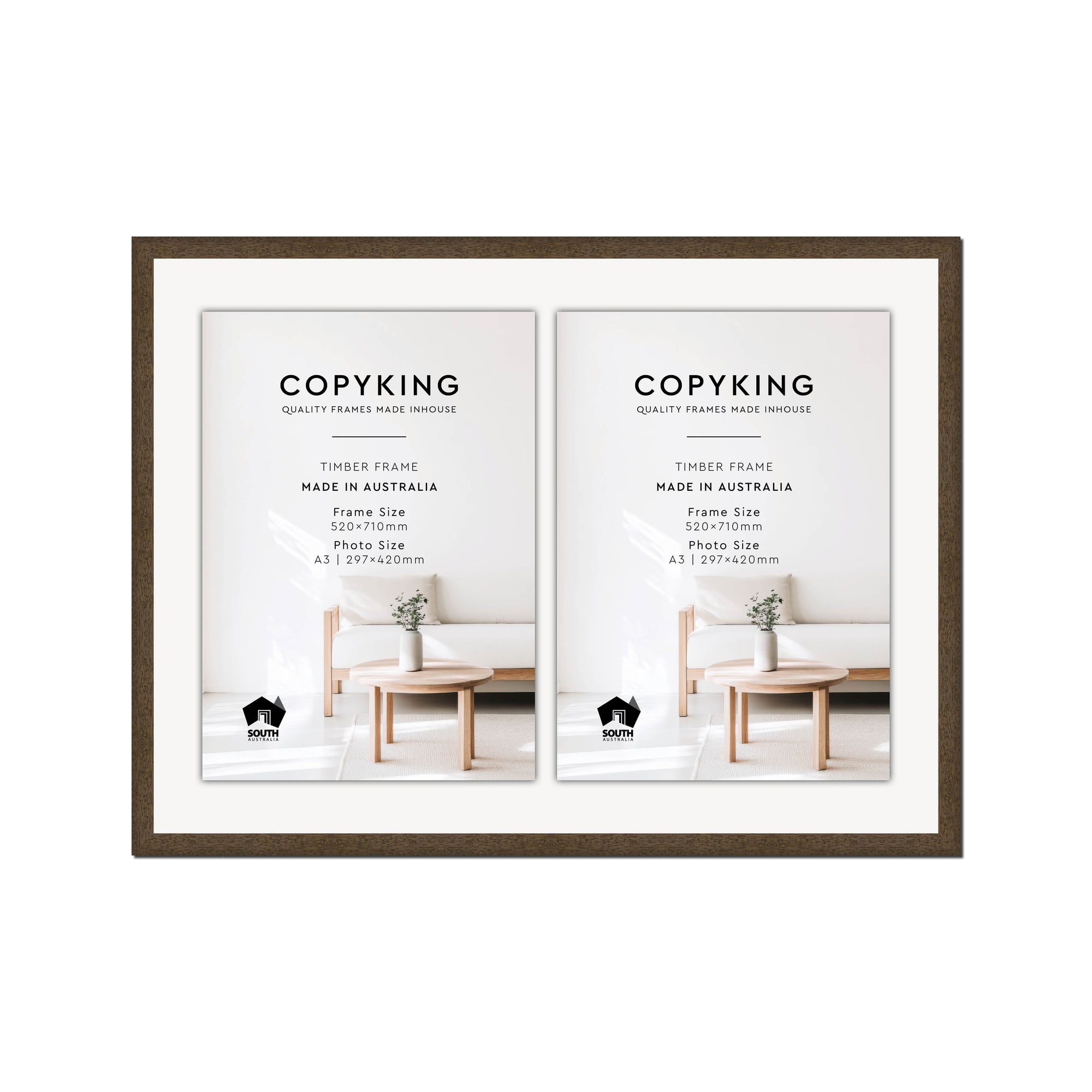 Prime Anthracite 20mm Wood Certificate Frame - 520mm x 710mm - 2 Certificates (A3)
