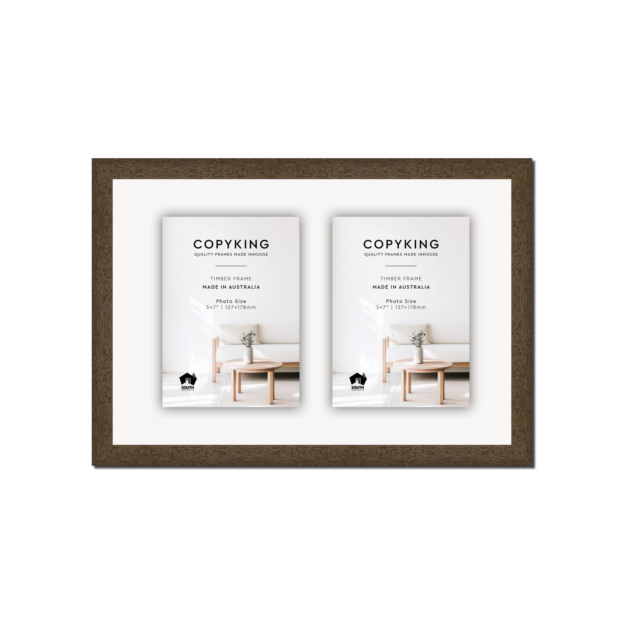 Prime Anthracite 20mm Wood Collage Photo Frame - 10" x 15" - 2 Photos (5" x 7")