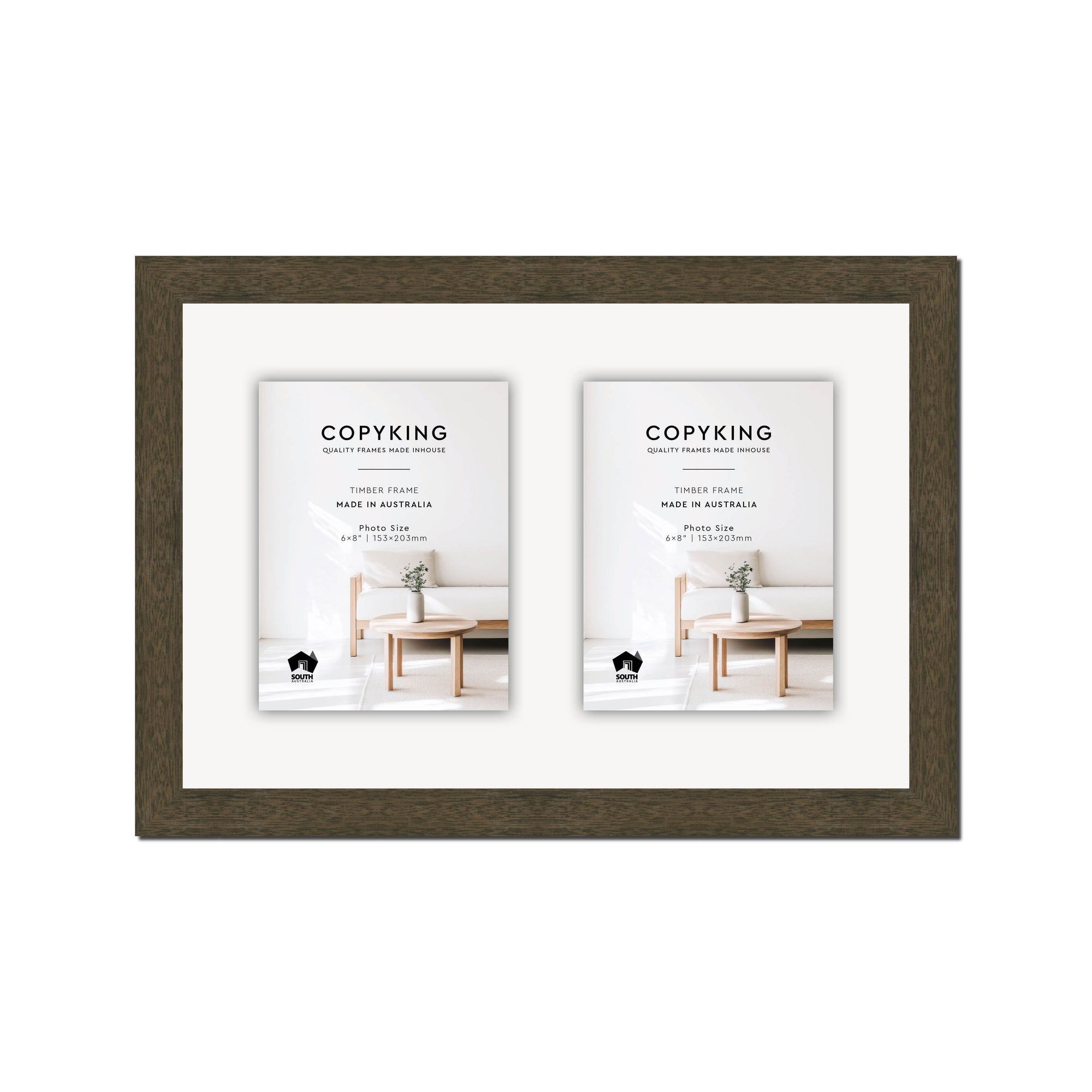 Prime Anthracite 30mm Wood Collage Photo Frame - 12" x 18" - 2 Photos (6" x 8")