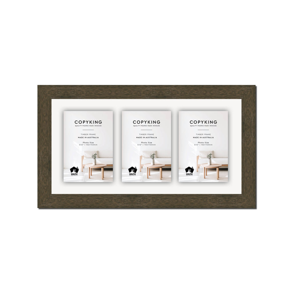 Prime Anthracite 30mm Wood Collage Photo Frame - 8" x 16" - 3 Photos (4" x 6")