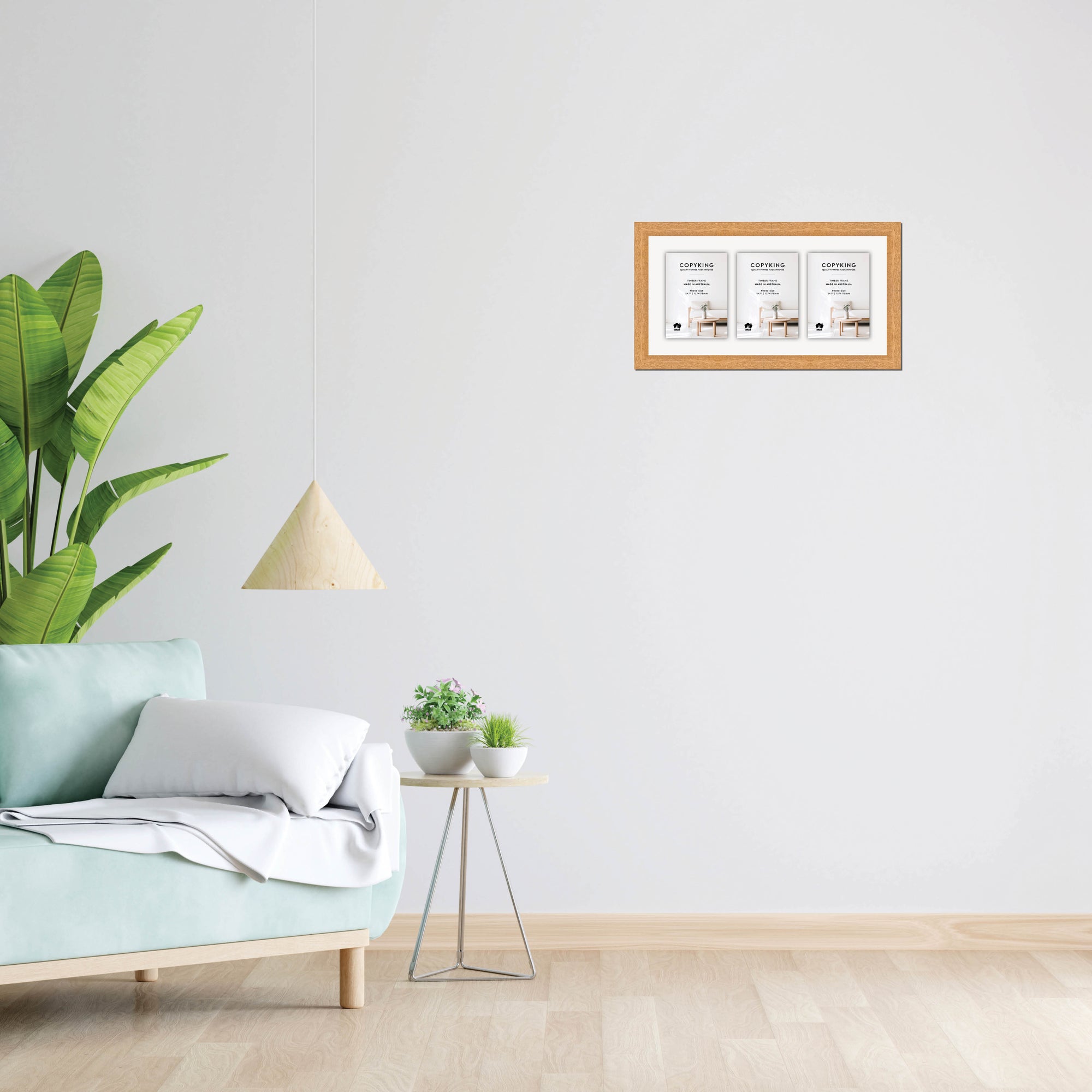 Prime Natural 30mm Wood Collage Photo Frame - 10" x 20" - 3 Photos (5" x 7")