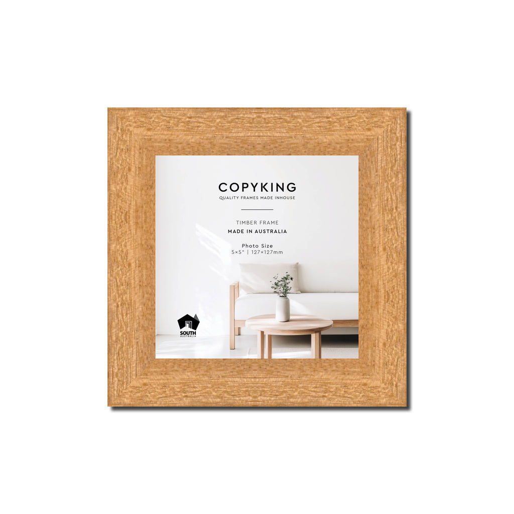 Prime Natural 30mm Wood Square Photo Frame - 5" x 5" (127mm x 127mm)