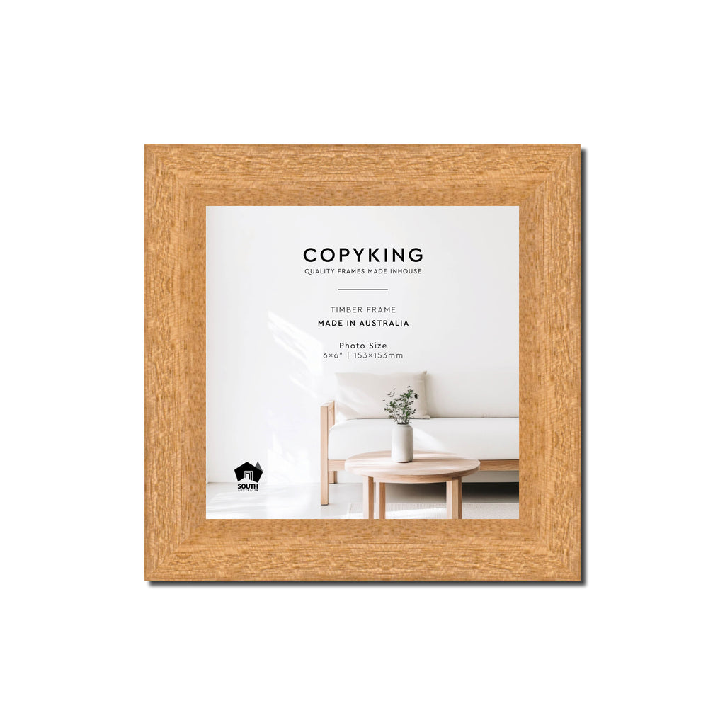 Prime Natural 30mm Wood Square Photo Frame - 6" x 6" (153mm x 153mm)