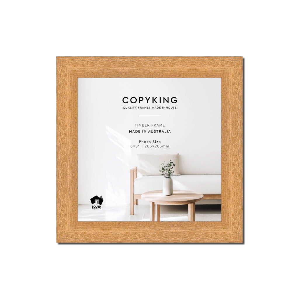 Prime Natural 30mm Wood Square Photo Frame - 8" x 8" (203mm x 203mm)