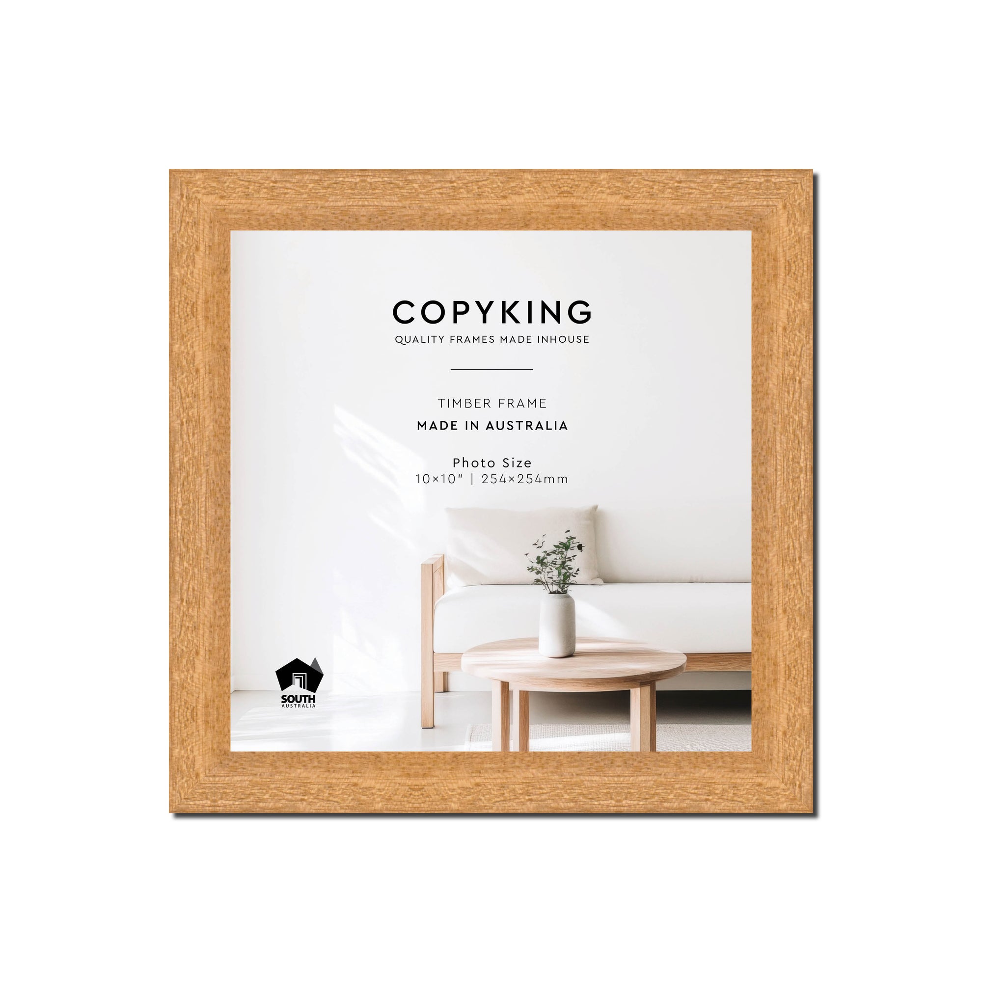 Prime Natural 30mm Wood Square Photo Frame - 10" x 10" (254mm x 254mm)