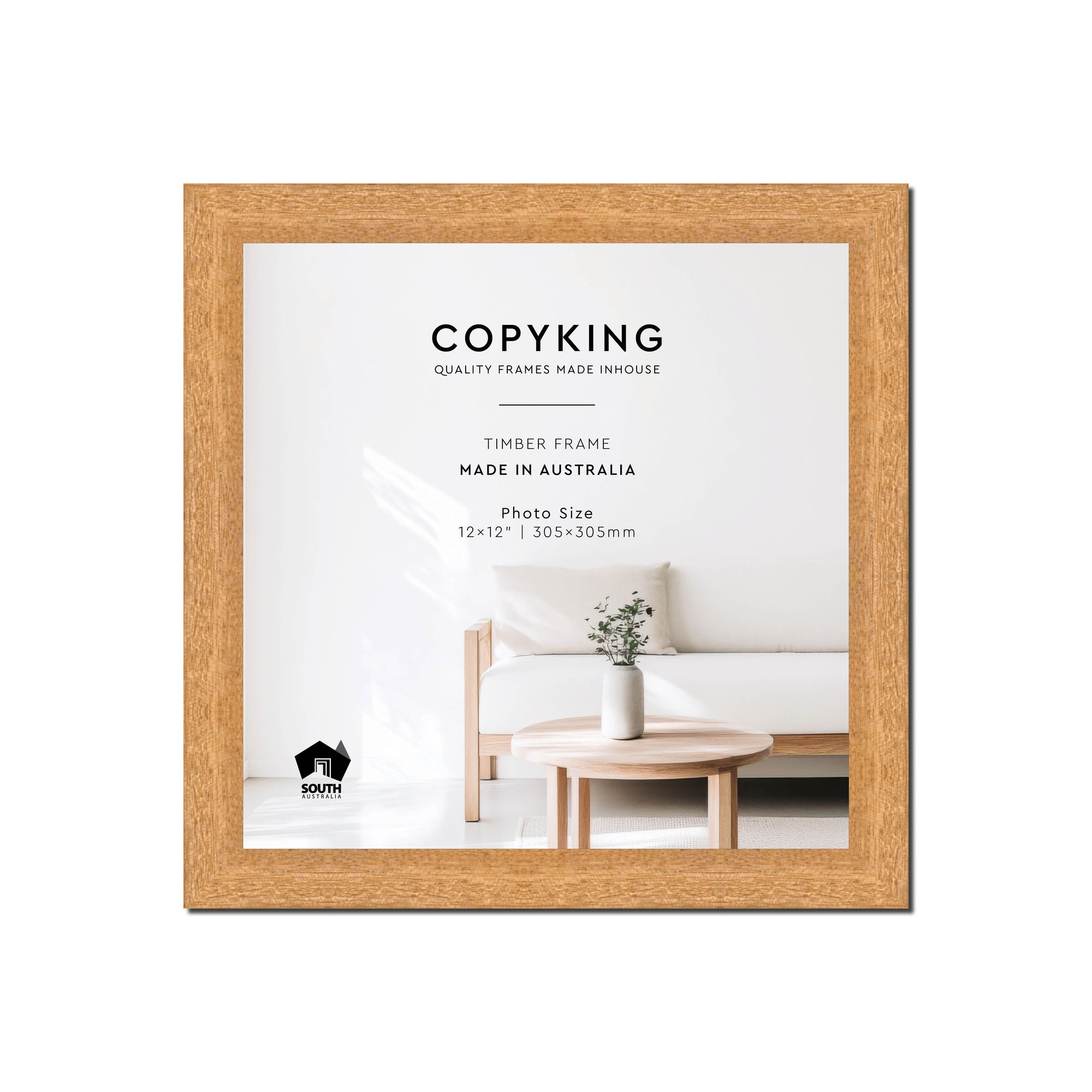 Prime Natural 30mm Wood Square Photo Frame - 12" x 12" (305mm x 305mm)