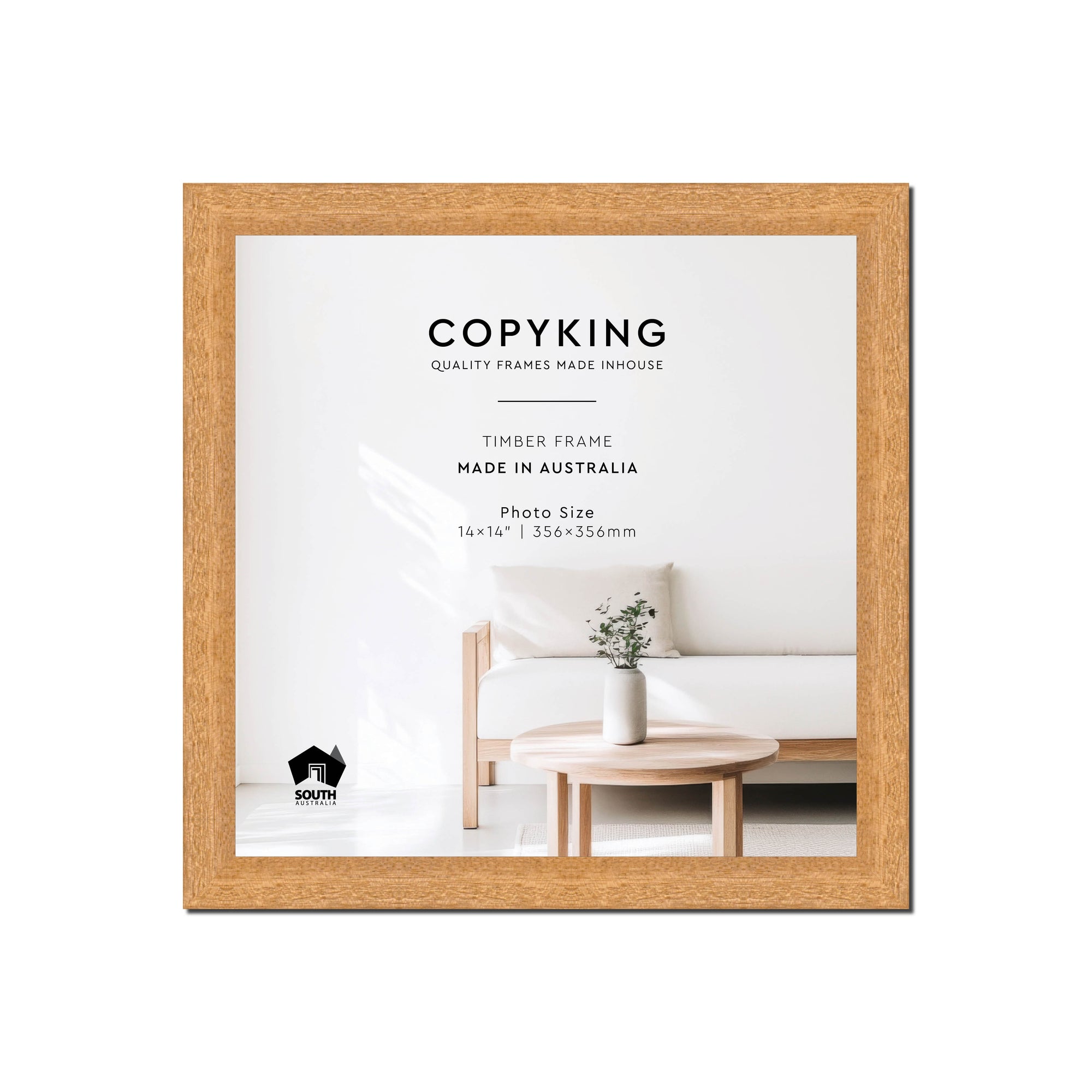 Prime Natural 30mm Wood Square Photo Frame - 14" x 14" (356mm x 356mm)