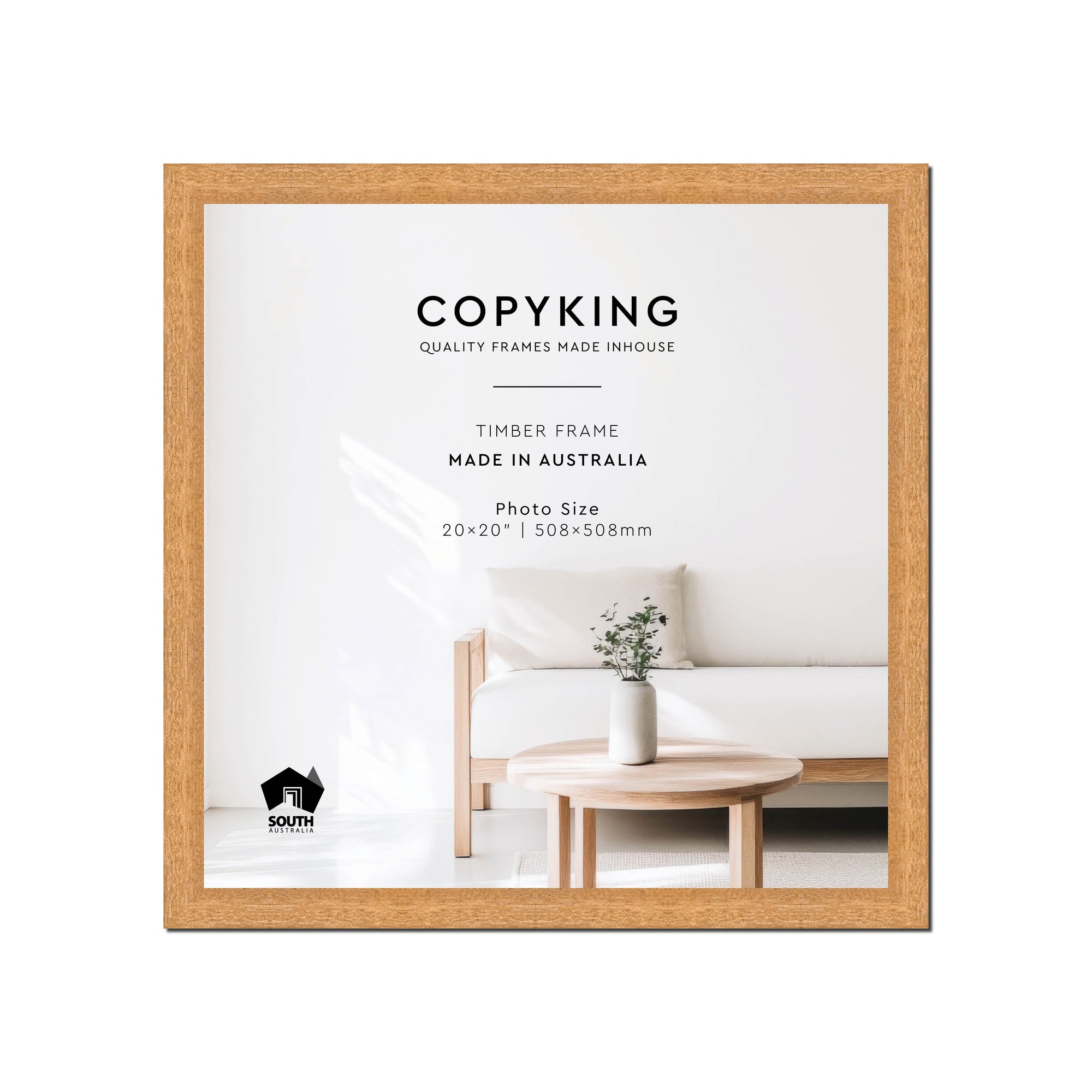 Prime Natural 30mm Wood Square Photo Frame - 20" x 20" (508mm x 508mm)