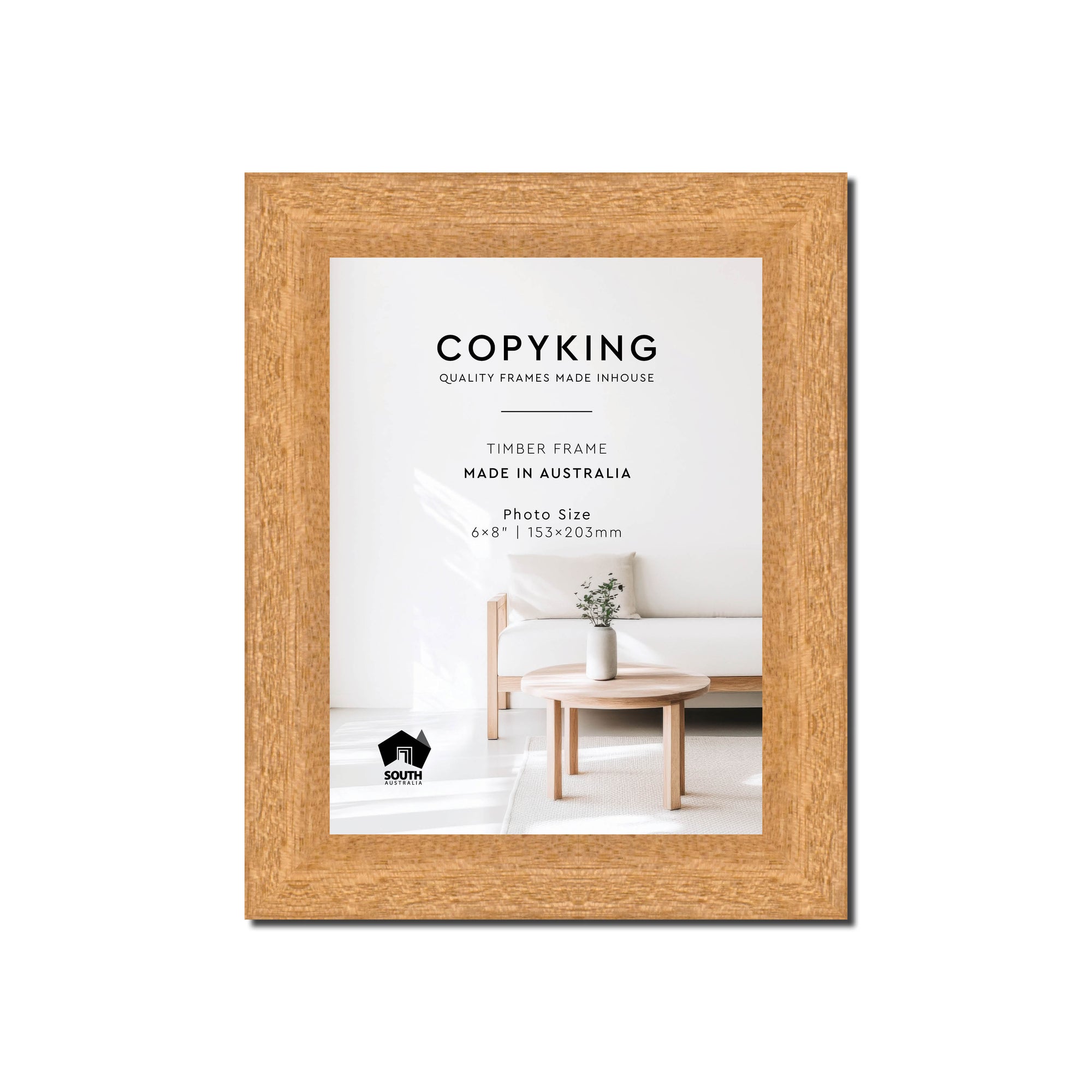 Prime Natural 30mm Wood Photo Frame - 6" x 8" (153mm x 203mm)