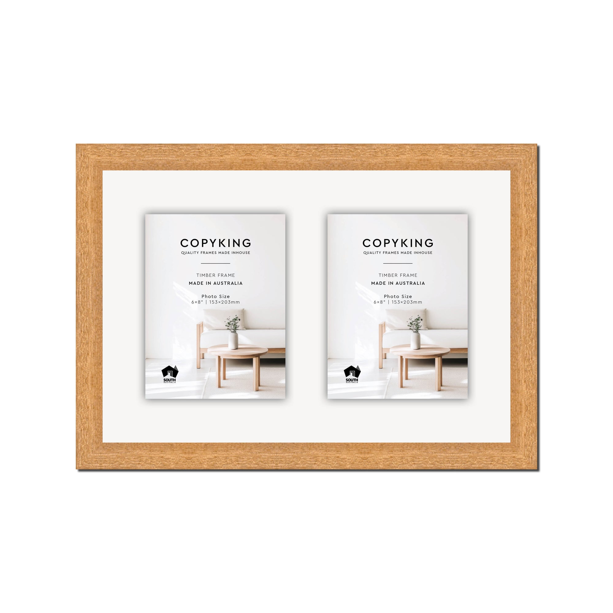 Prime Natural 30mm Wood Collage Photo Frame - 12" x 18" - 2 Photos (6" x 8")