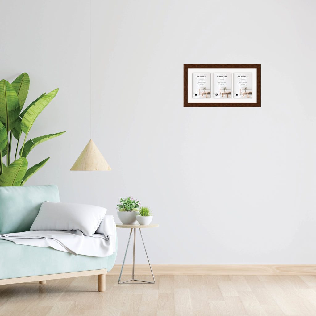 Prime Teak 30mm Wood Collage Photo Frame - 10" x 20" - 3 Photos (5" x 7")