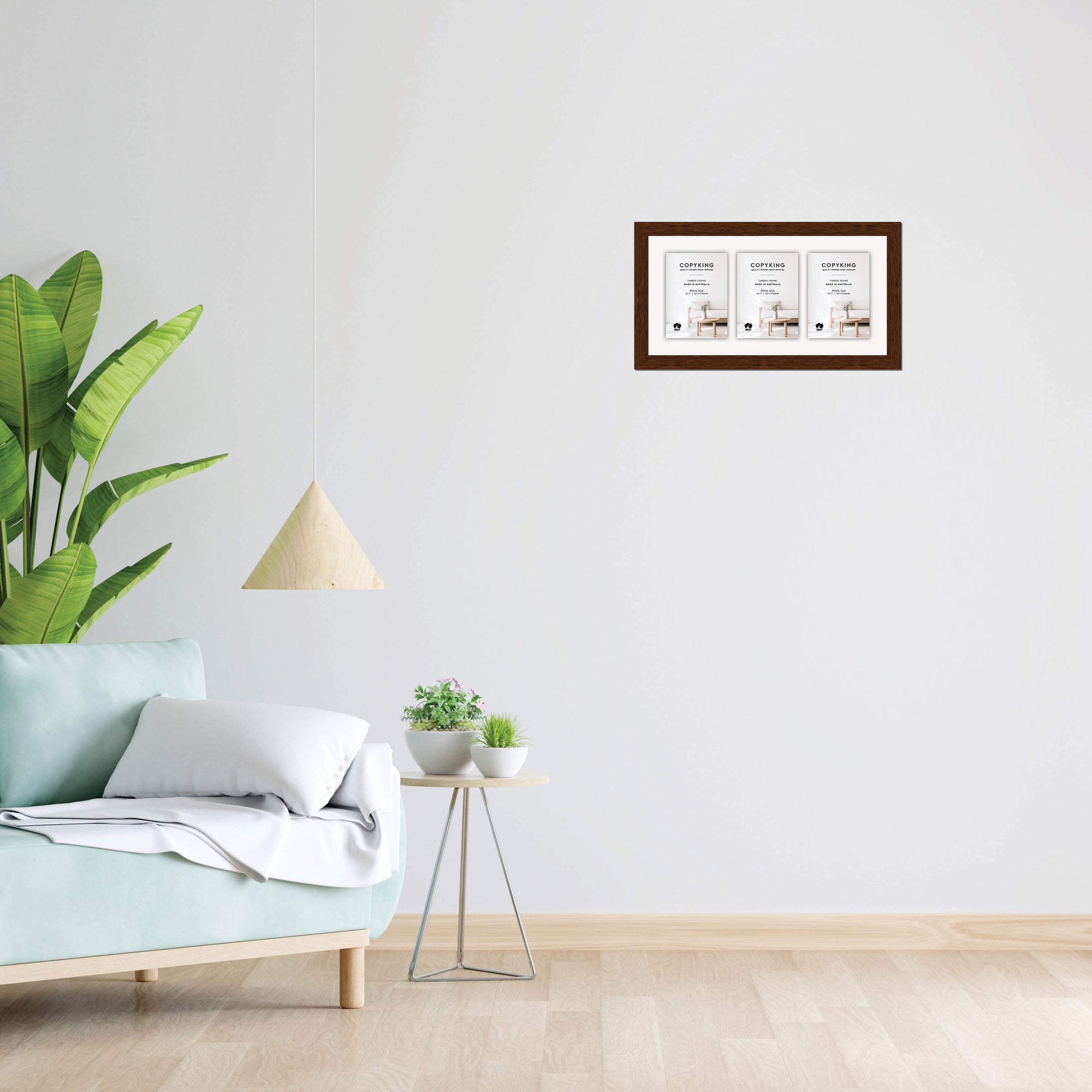 Prime Teak 30mm Wood Collage Photo Frame - 10" x 20" - 3 Photos (5" x 7")