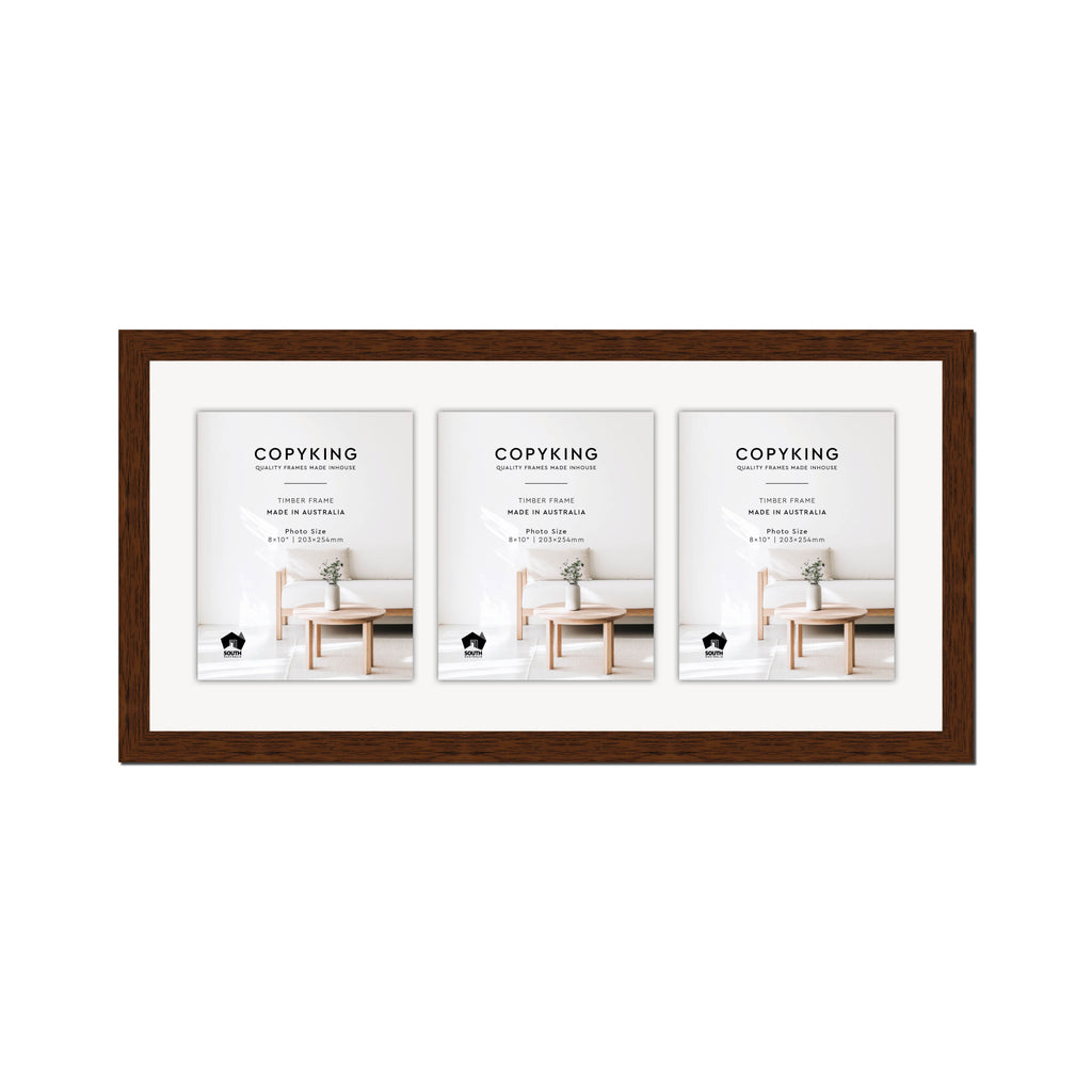 Prime Teak 30mm Wood Collage Photo Frame - 14" x 30" - 3 Photos (8" x 10")