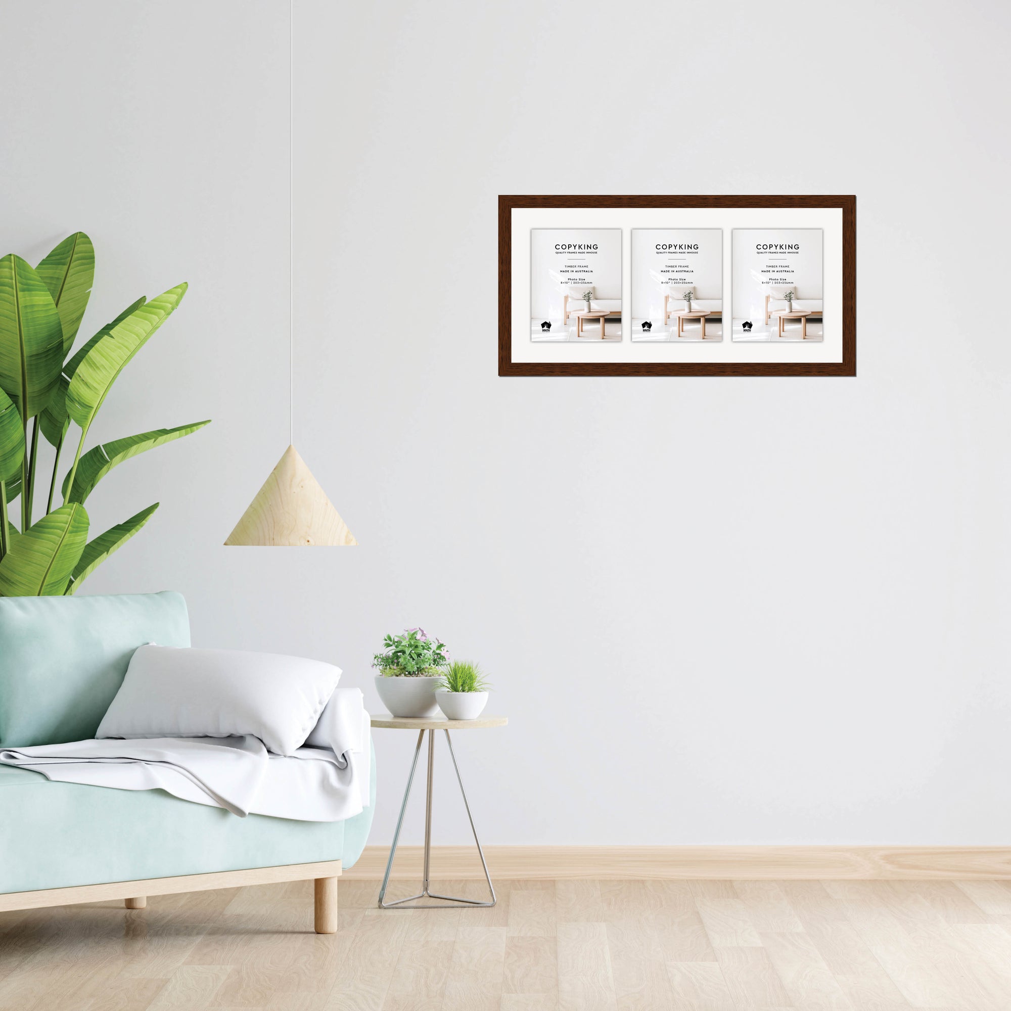 Prime Teak 30mm Wood Collage Photo Frame - 14" x 30" - 3 Photos (8" x 10")