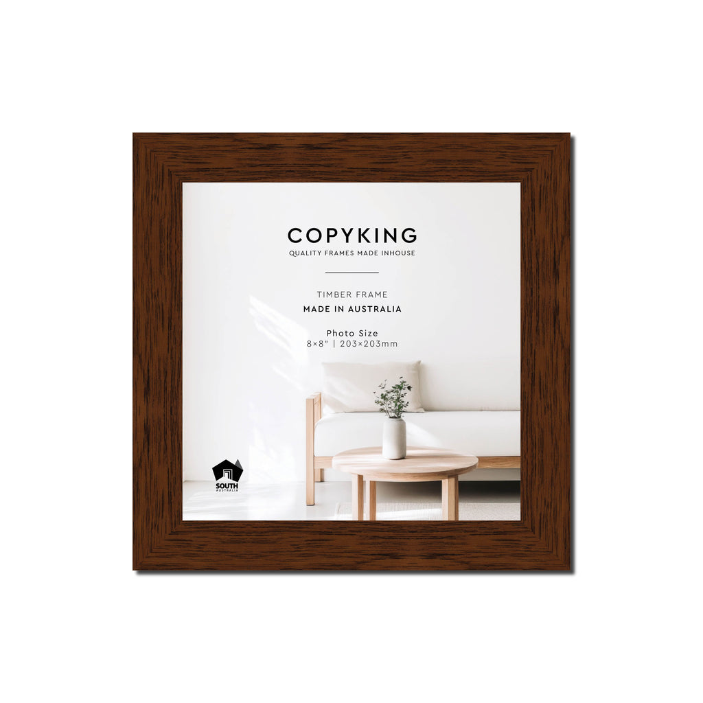 Prime Teak 30mm Wood Square Photo Frame - 8" x 8" (203mm x 203mm)