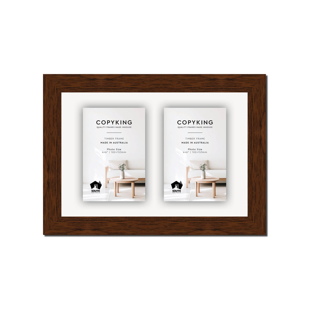 Prime Teak 30mm Wood Collage Photo Frame - 8" x 12" - 2 Photos (4" x 6")