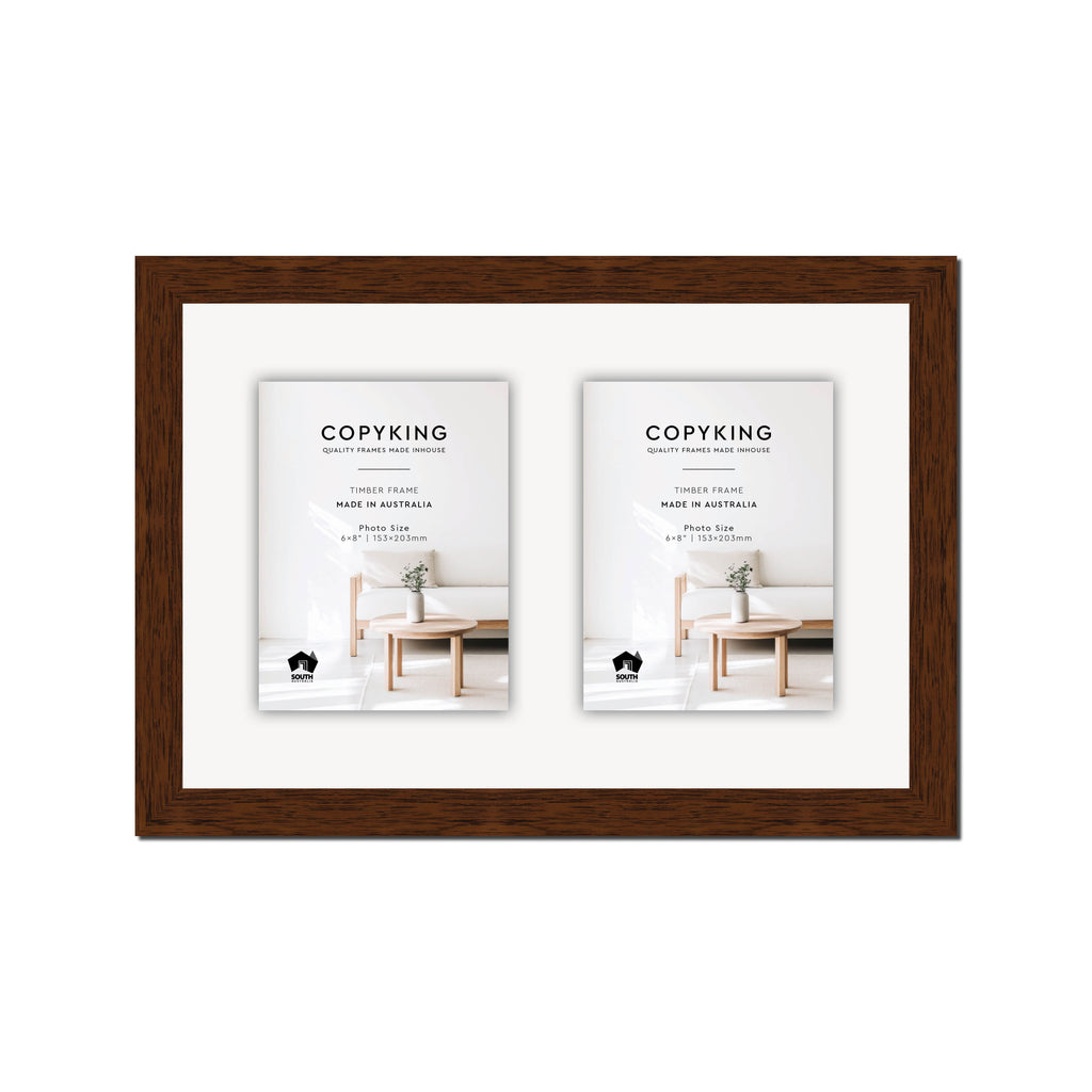 Prime Teak 30mm Wood Collage Photo Frame - 12" x 18" - 2 Photos (6" x 8")