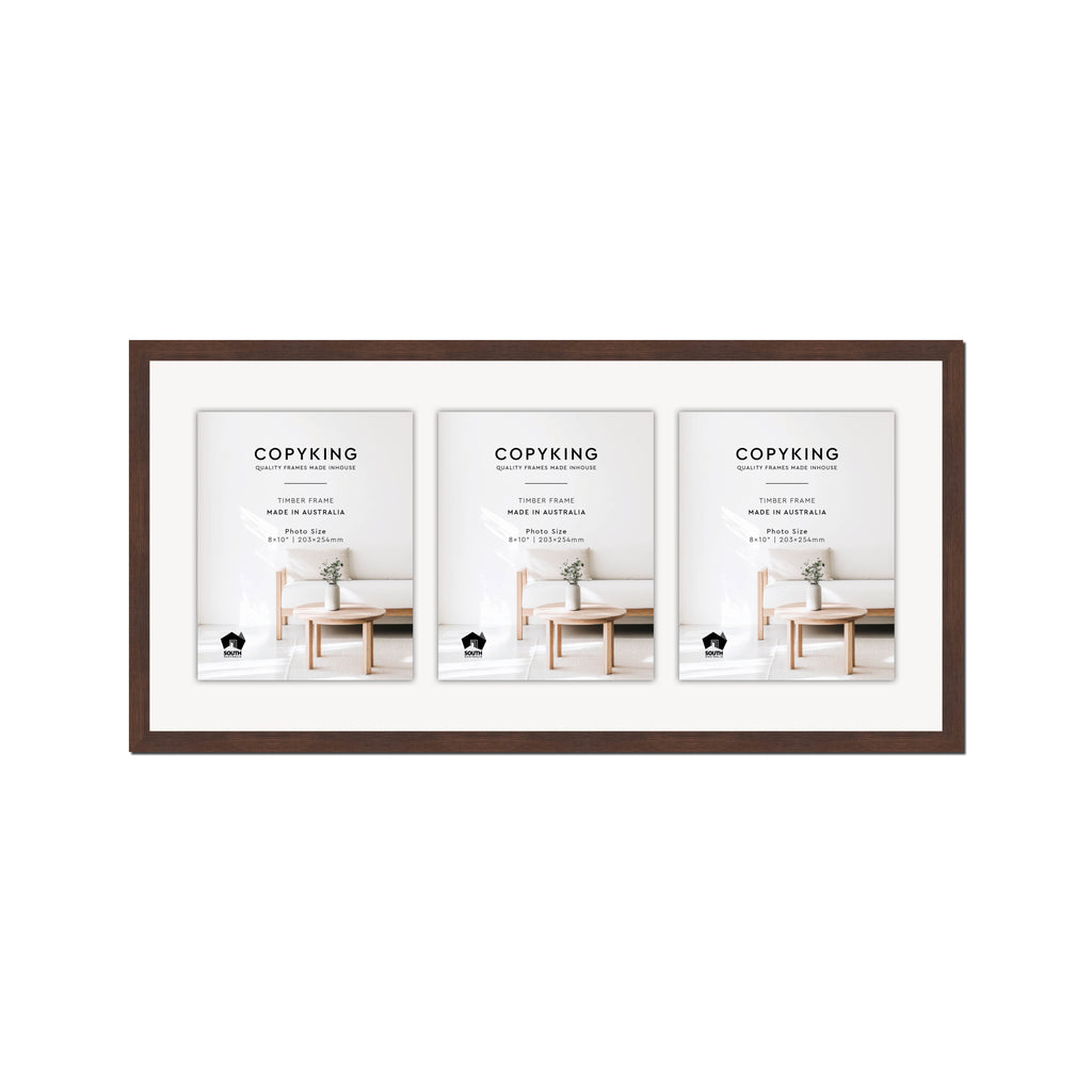 Prime Tobacco 20mm Wood Collage Photo Frame - 14" x 30" - 3 Photos (8" x 10")
