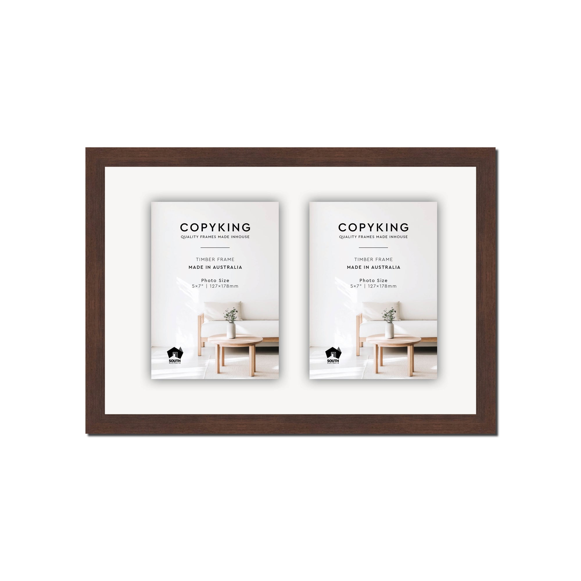 Prime Tobacco 20mm Wood Collage Photo Frame - 10" x 15" - 2 Photos (5" x 7")