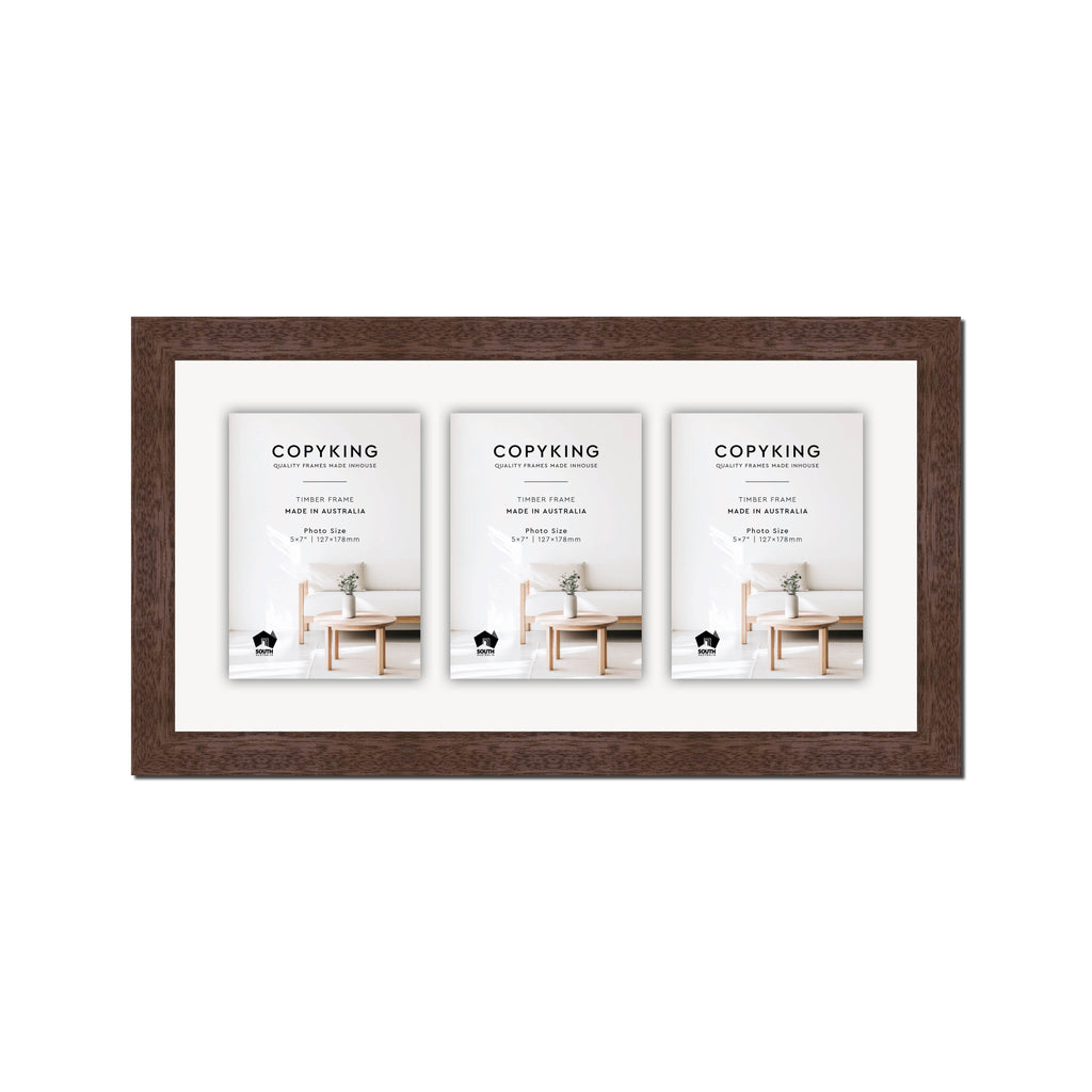 Prime Tobacco 30mm Wood Collage Photo Frame - 10" x 20" - 3 Photos (5" x 7")