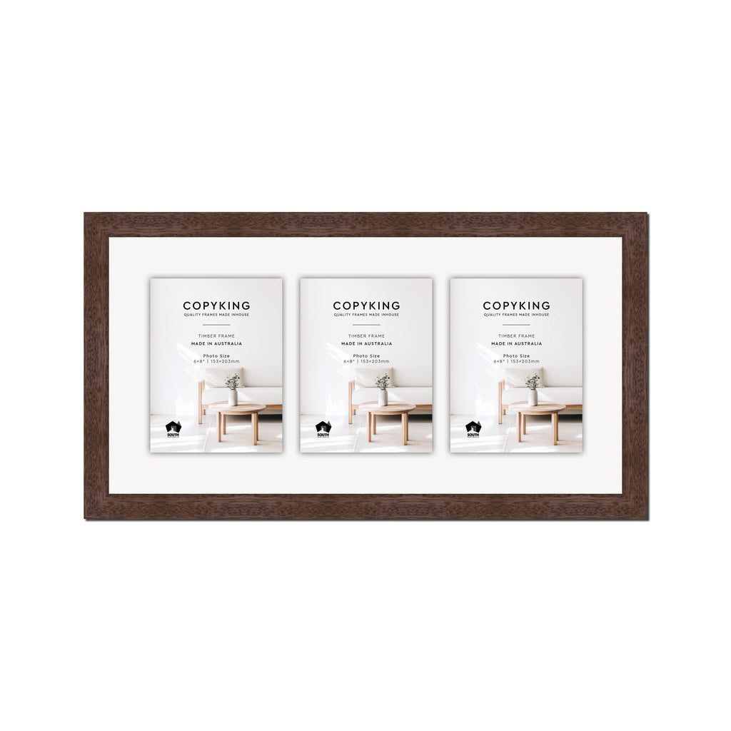 Prime Tobacco 30mm Wood Collage Photo Frame - 12" x 24" - 3 Photos (6" x 8")