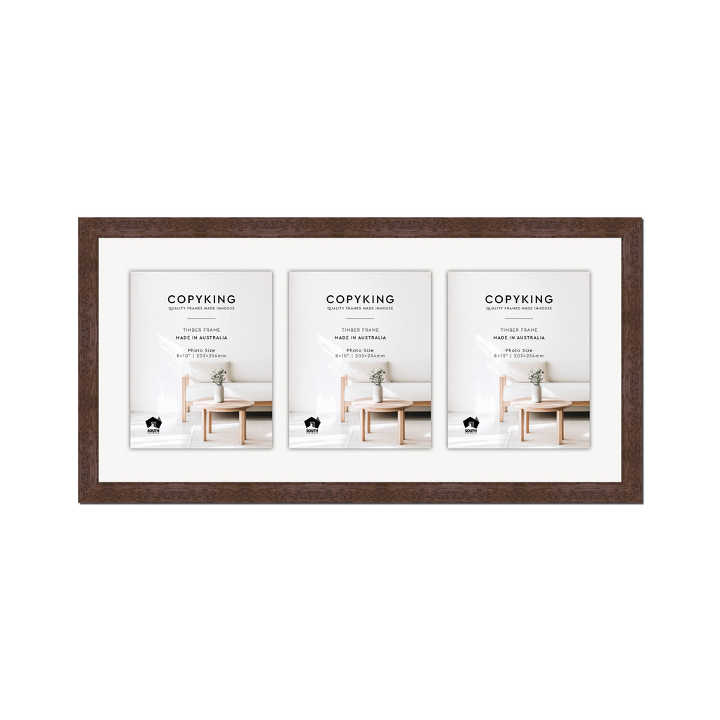 Prime Tobacco 30mm Wood Collage Photo Frame - 14" x 30" - 3 Photos (8" x 10")