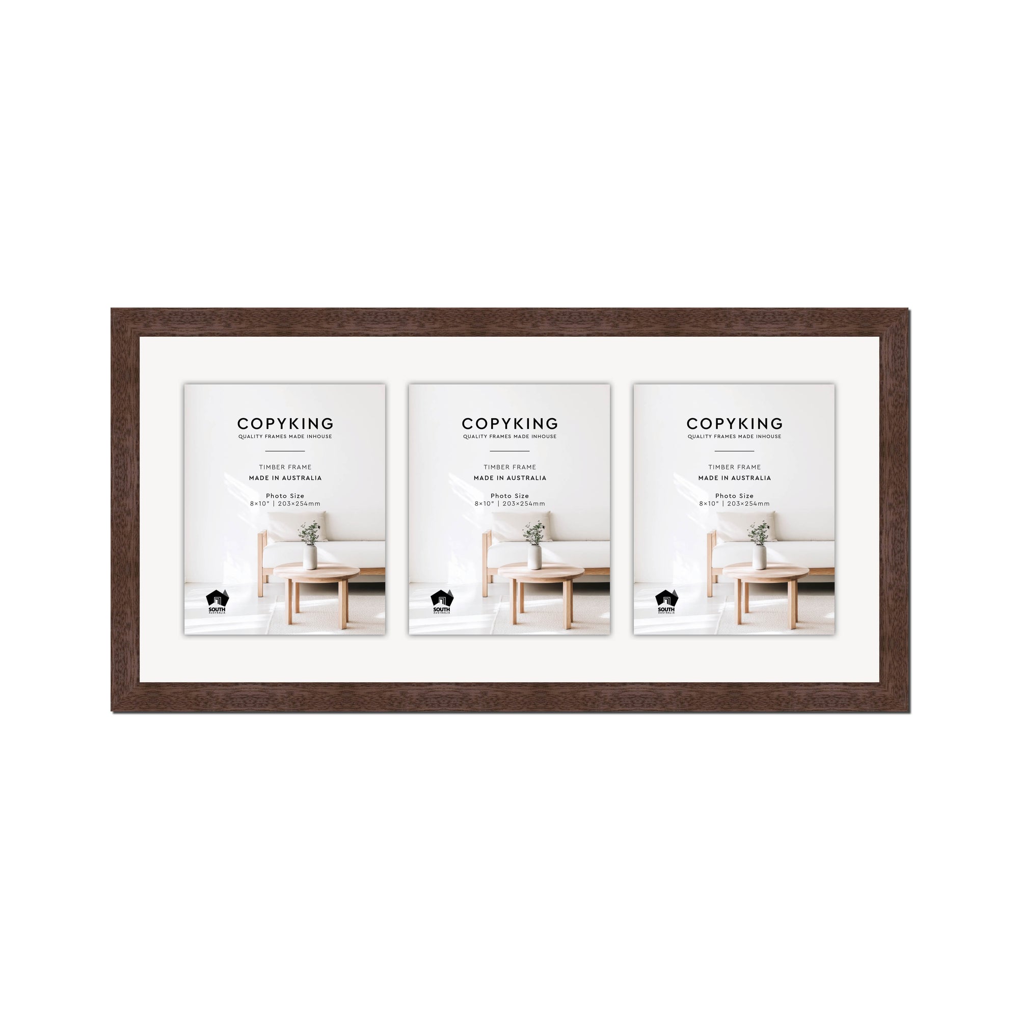 Prime Tobacco 30mm Wood Collage Photo Frame - 14" x 30" - 3 Photos (8" x 10")
