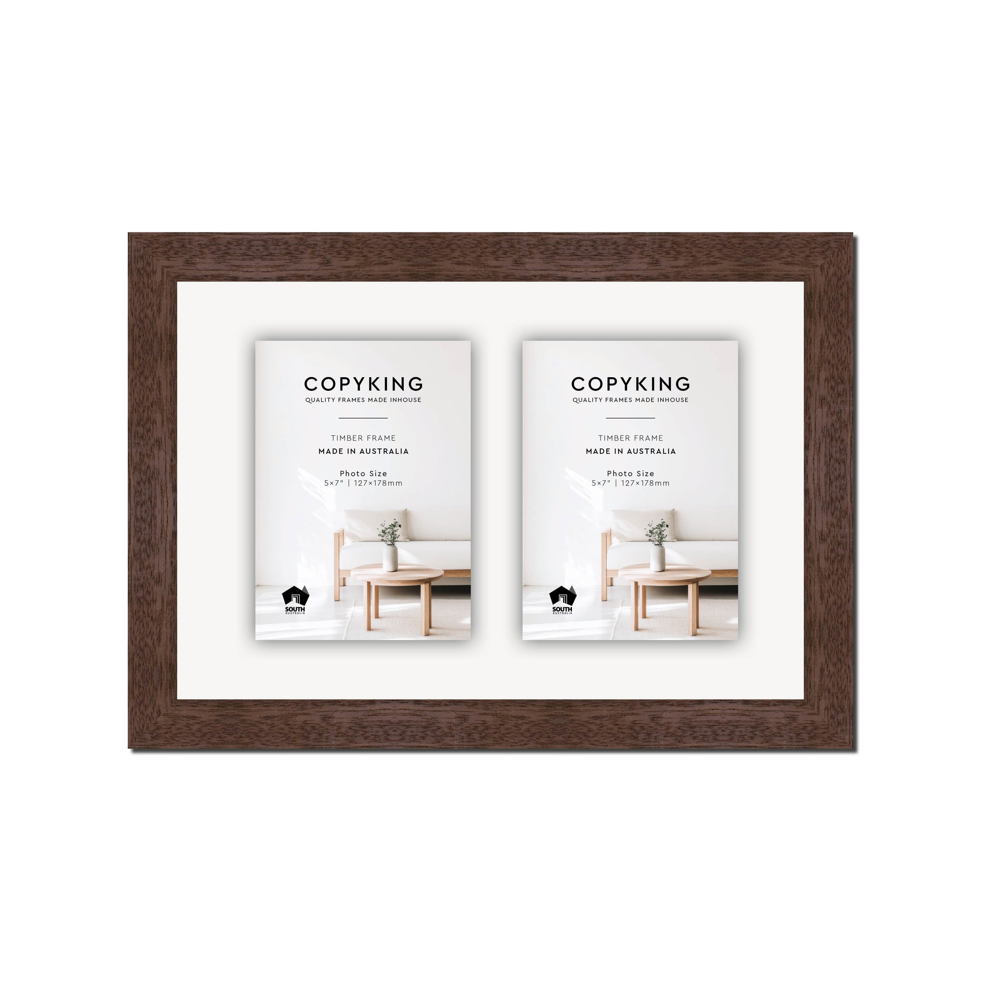 Prime Tobacco 30mm Wood Collage Photo Frame - 10" x 15" - 2 Photos (5" x 7")