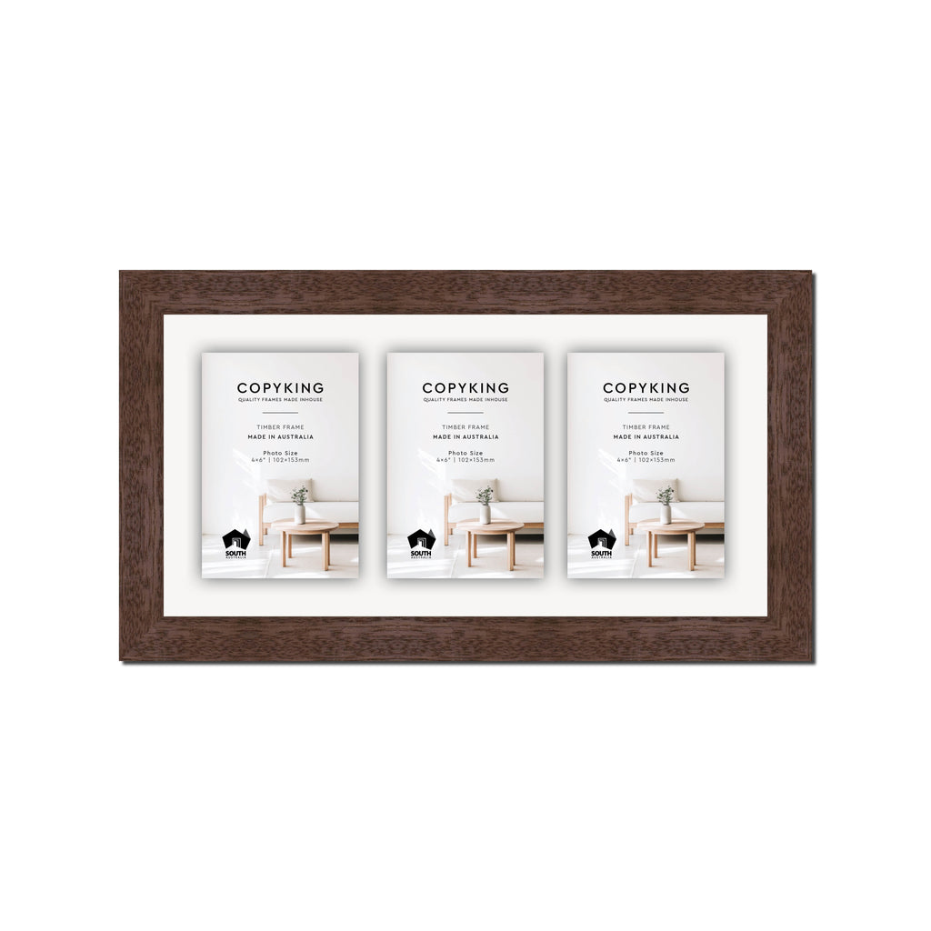 Prime Tobacco 30mm Wood Collage Photo Frame - 8" x 16" - 3 Photos (4" x 6")