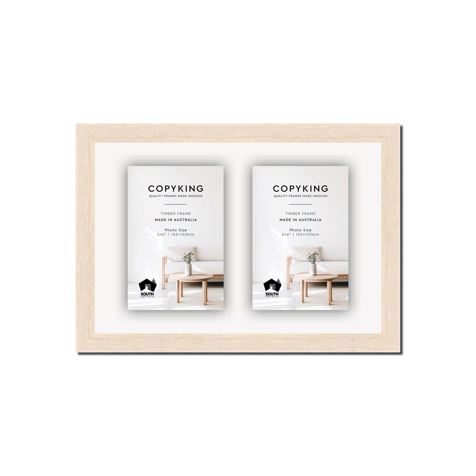 Prime White 20mm Wood Collage Photo Frame - 8" x 12" - 2 Photos (4" x 6")
