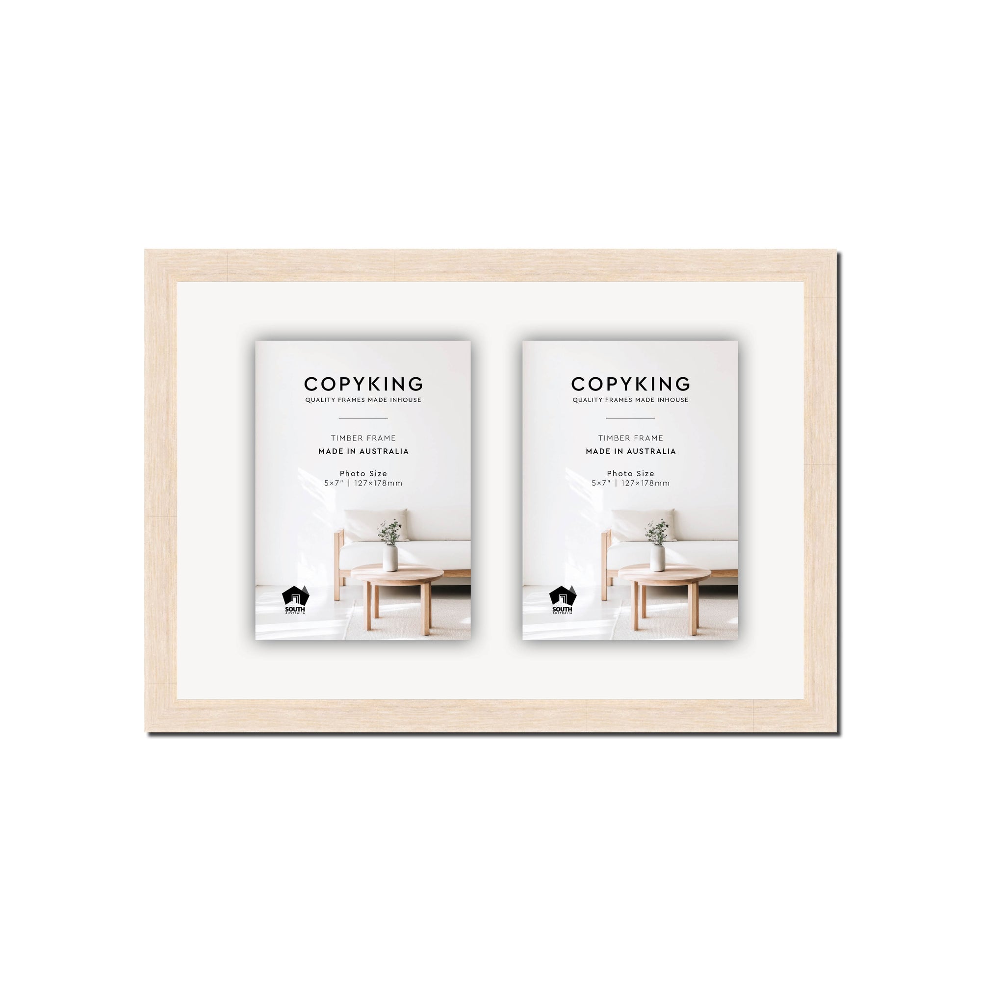 Prime White 20mm Wood Collage Photo Frame - 10" x 15" - 2 Photos (5" x 7")