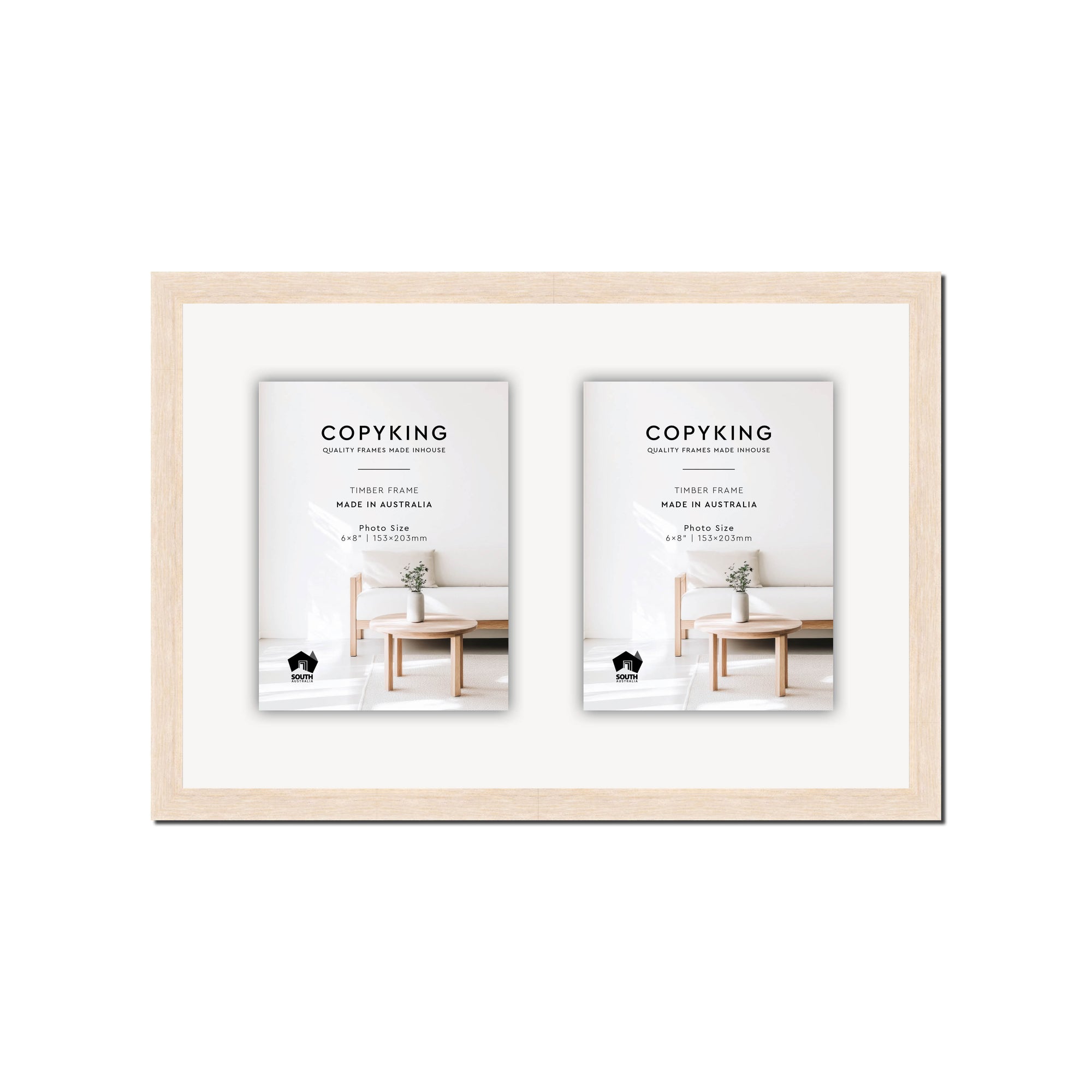 Prime White 20mm Wood Collage Photo Frame - 12" x 18" - 2 Photos (6" x 8")