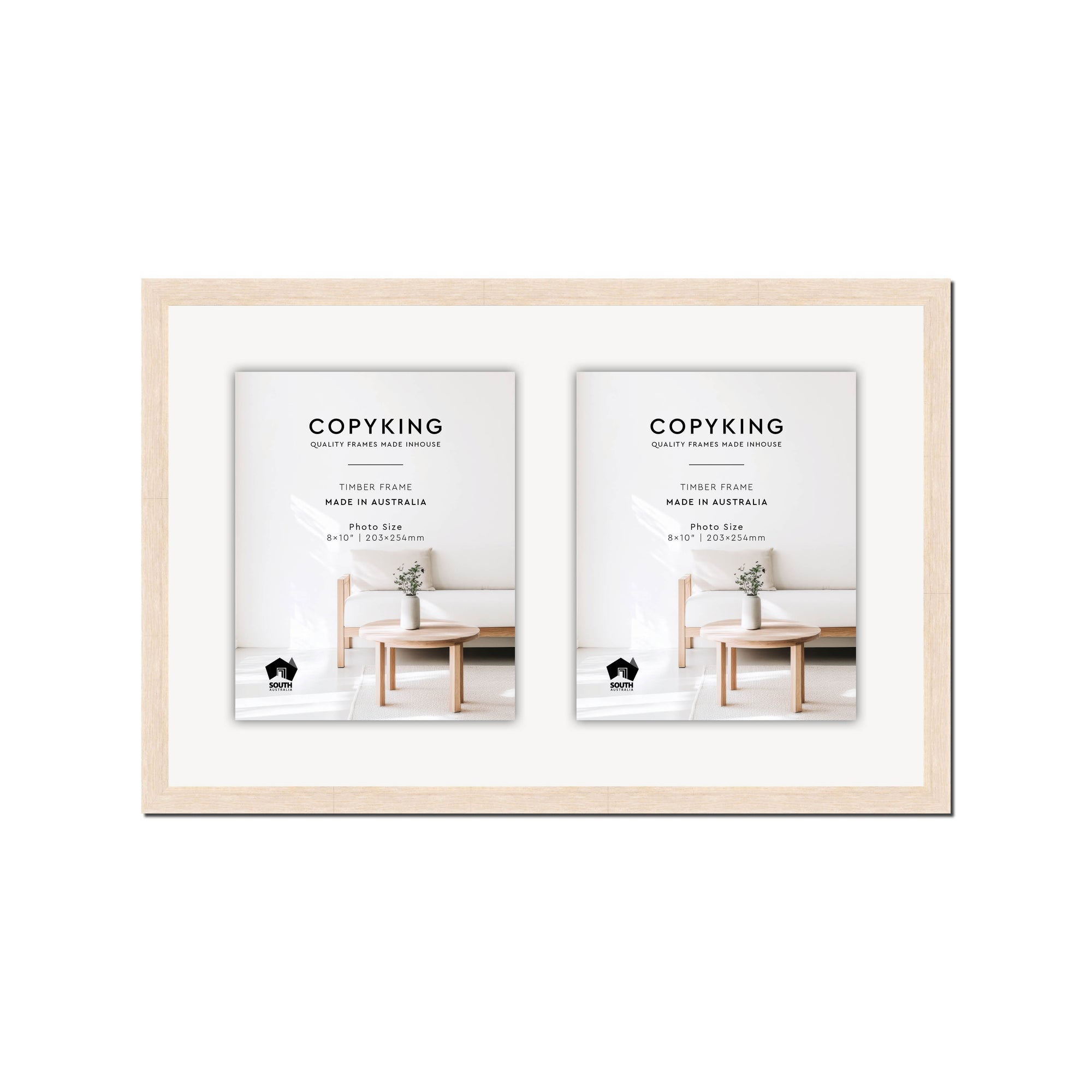 Prime White 20mm Wood Collage Photo Frame - 14" x 22" - 2 Photos (8" x 10")