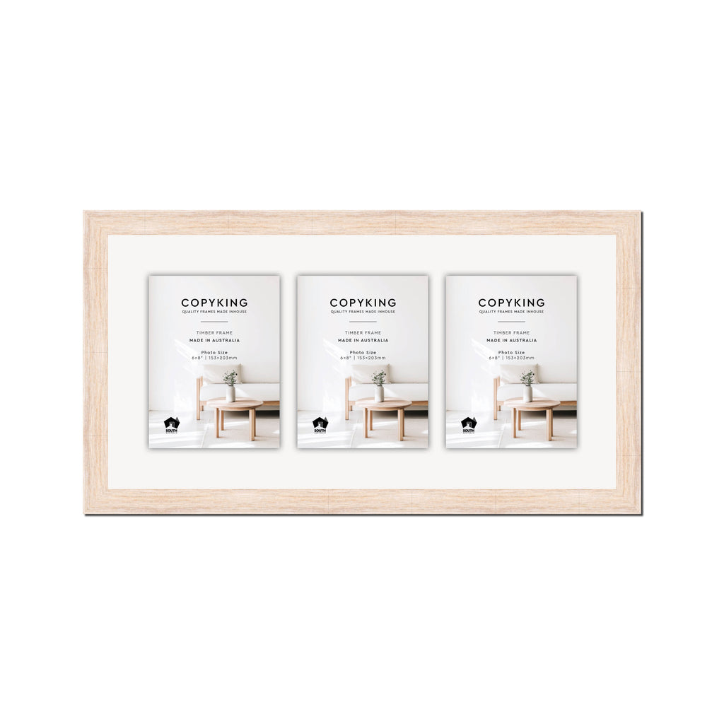 Prime White 30mm Wood Collage Photo Frame - 12" x 24" - 3 Photos (6" x 8")
