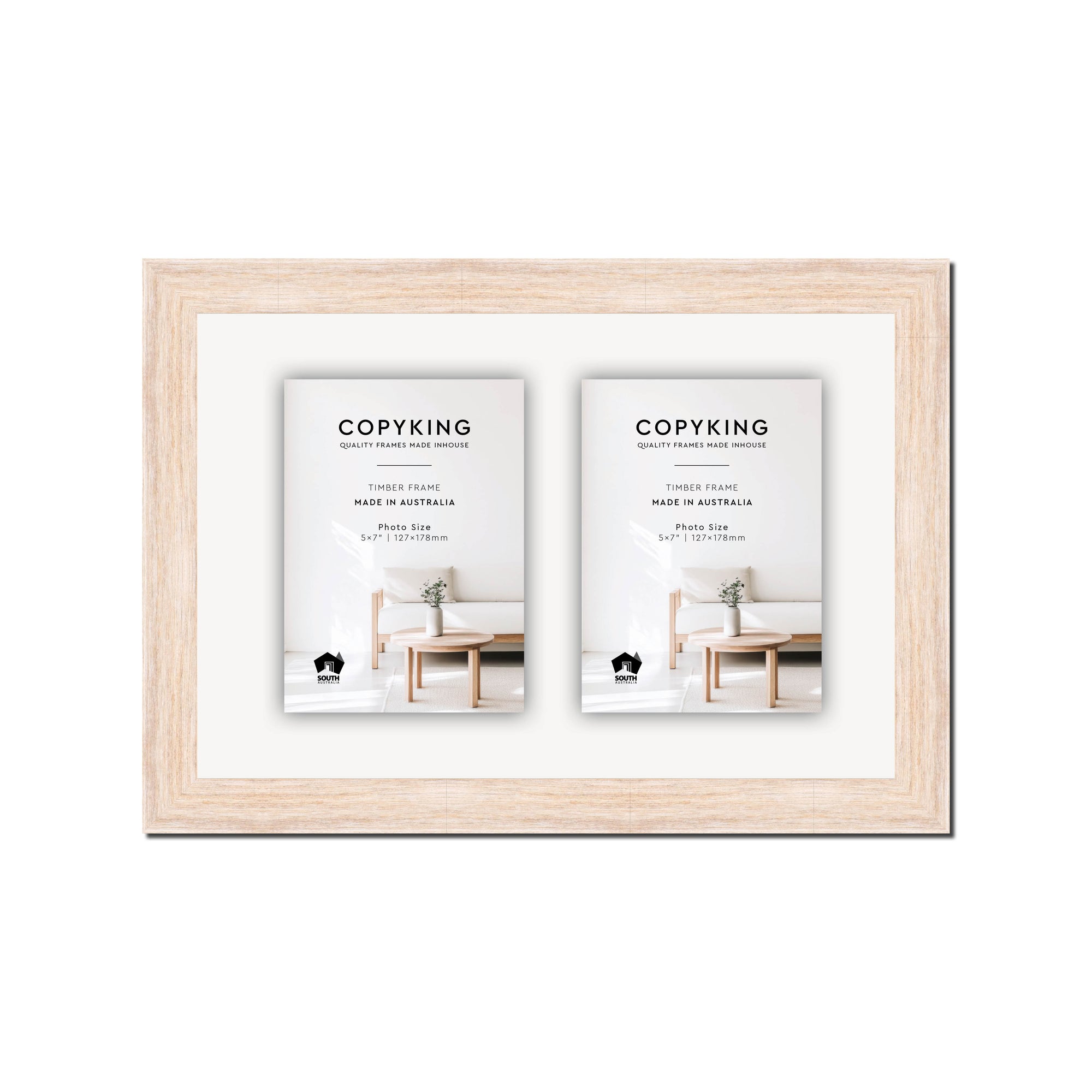 Prime White 30mm Wood Collage Photo Frame - 10" x 15" - 2 Photos (5" x 7")