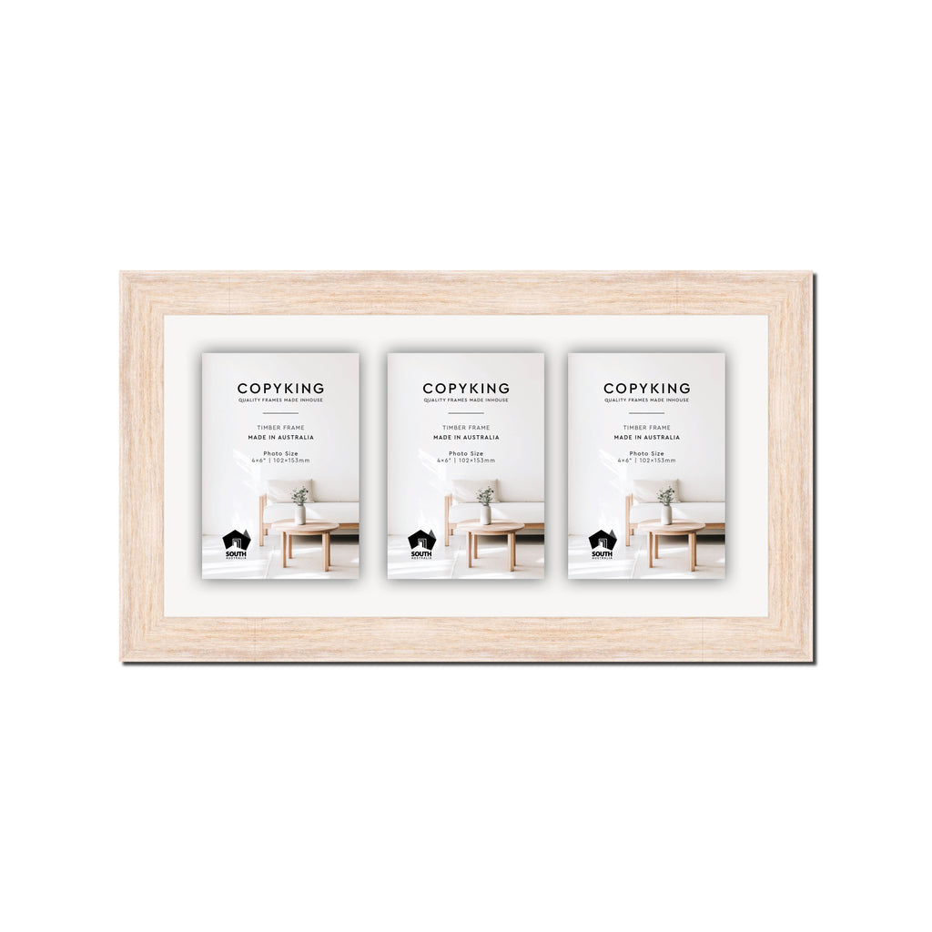 Prime White 30mm Wood Collage Photo Frame - 8" x 16" - 3 Photos (4" x 6")